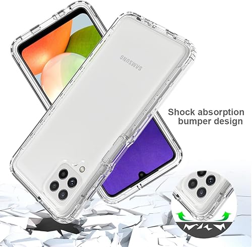 Miniatura 7 de Funda para Galaxy A22 4GM32 4G SM-A225F con protector de pantalla de vidrio templado, carcasa protectora de cuerpo completo transparente de