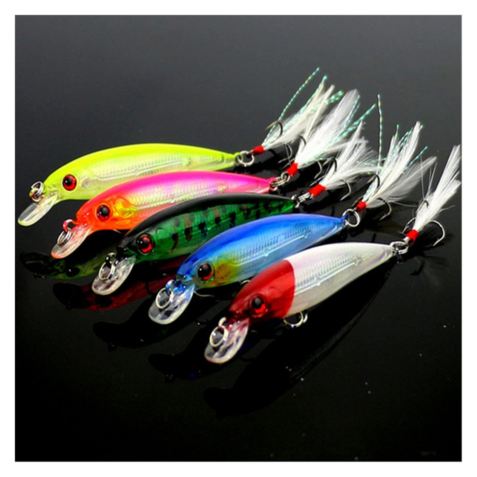 Señuelos de Pesca Señuelos de pesca conjuntos de pesca de pesca de pesca de carpa traje de abordaje artificial cebo duro con gancho de plumas Minnow Fish Lure Kit 10pcs Cebos Artificiales