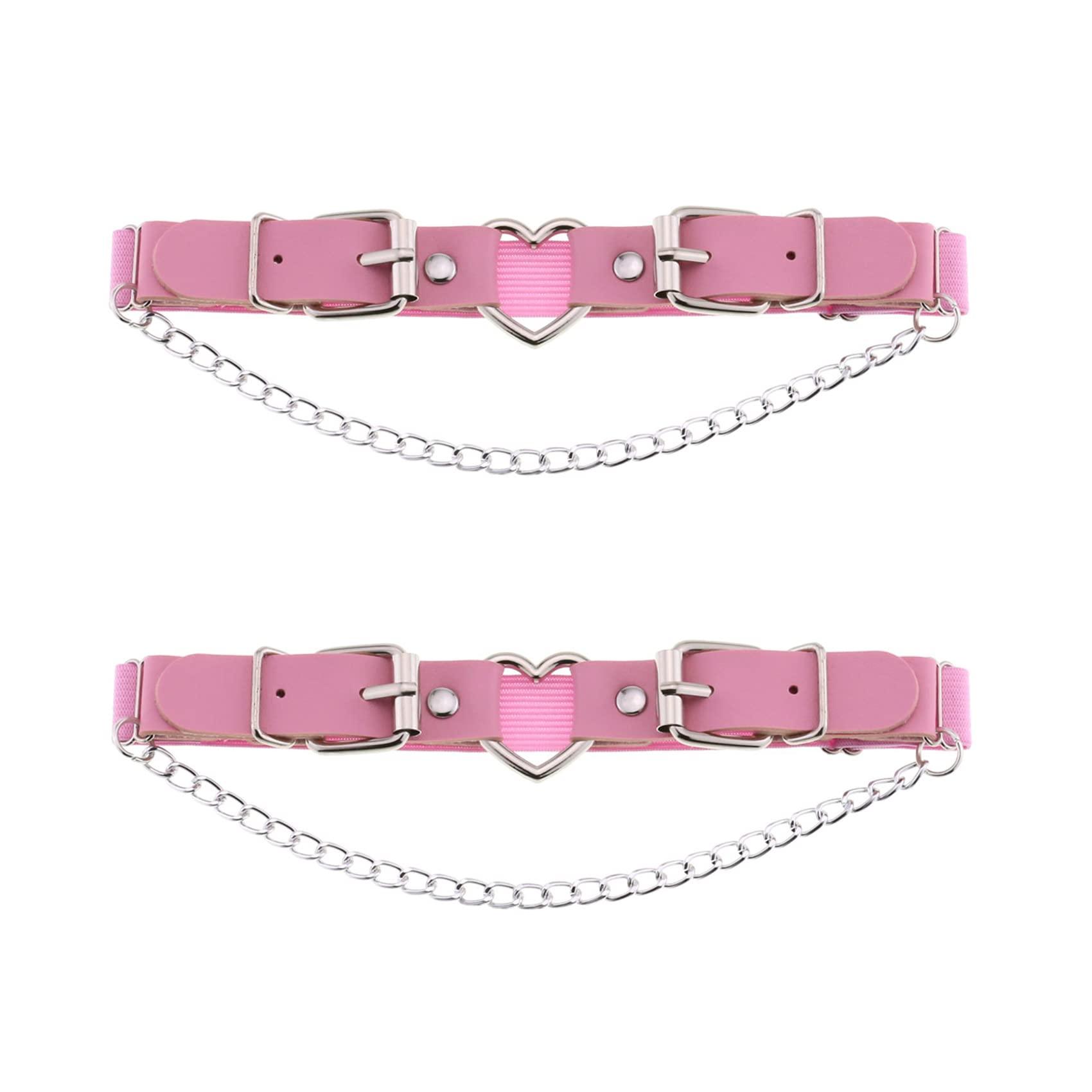 alisikee2PCs Leather Leg Garter with Chains, Elastic Rock Heart Thigh Garter for Women