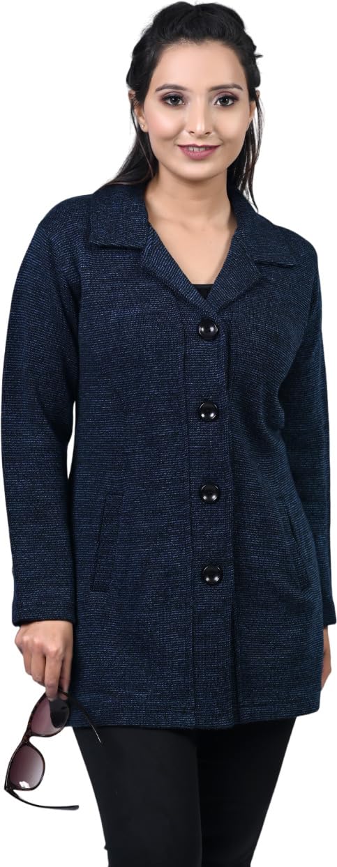 Winter Wear Casual Acrylic Wool Full Sleeve with Pockets Women's Long Cardigans (4195)-image-43
