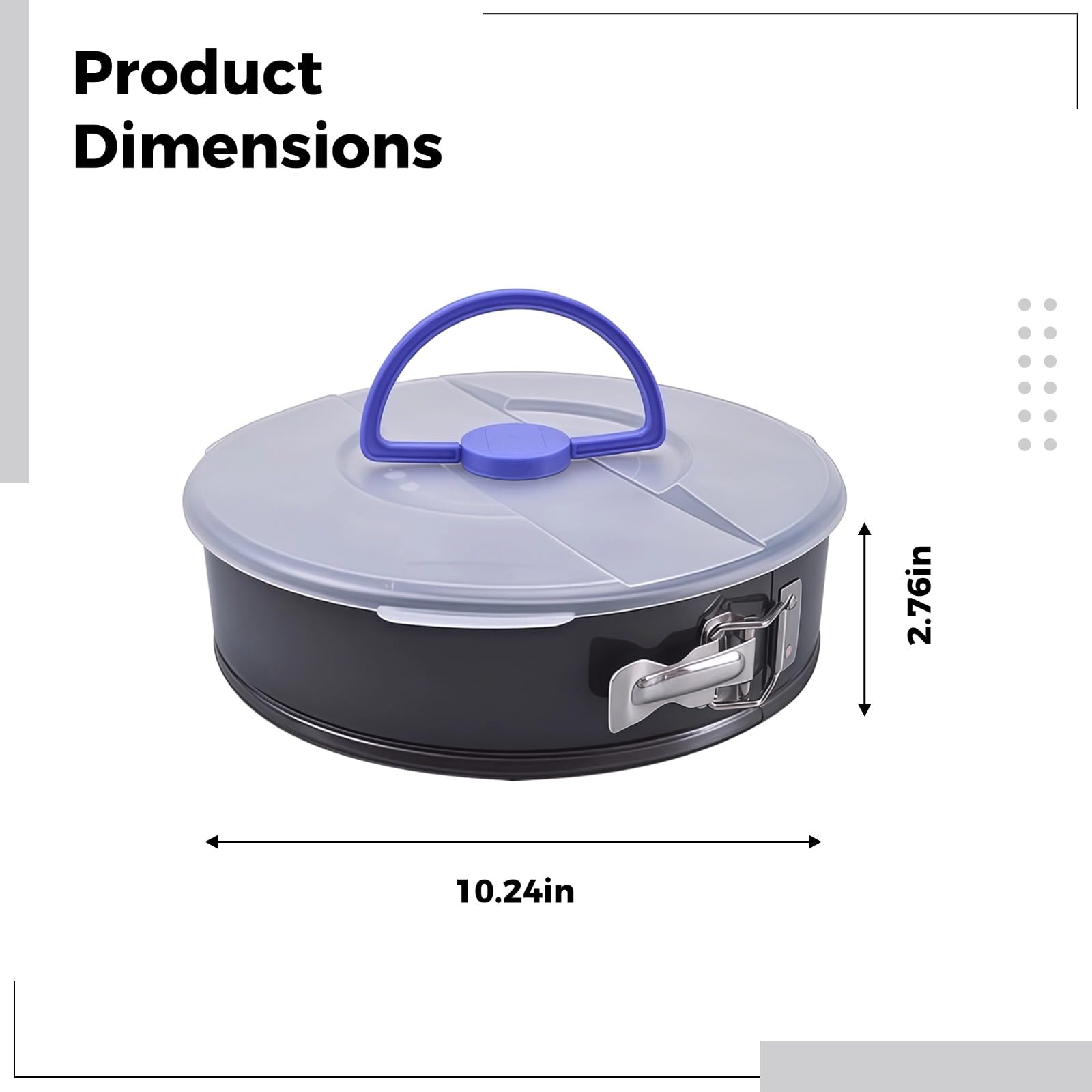 10-Zoll-Kuchenform (25,4 cm), herausnehmbarer Boden, Antihaftbeschichtung, mit Griff und luftdichtem Deckel, ideal für Cheesecake, für das Backen zu Hause und professionell