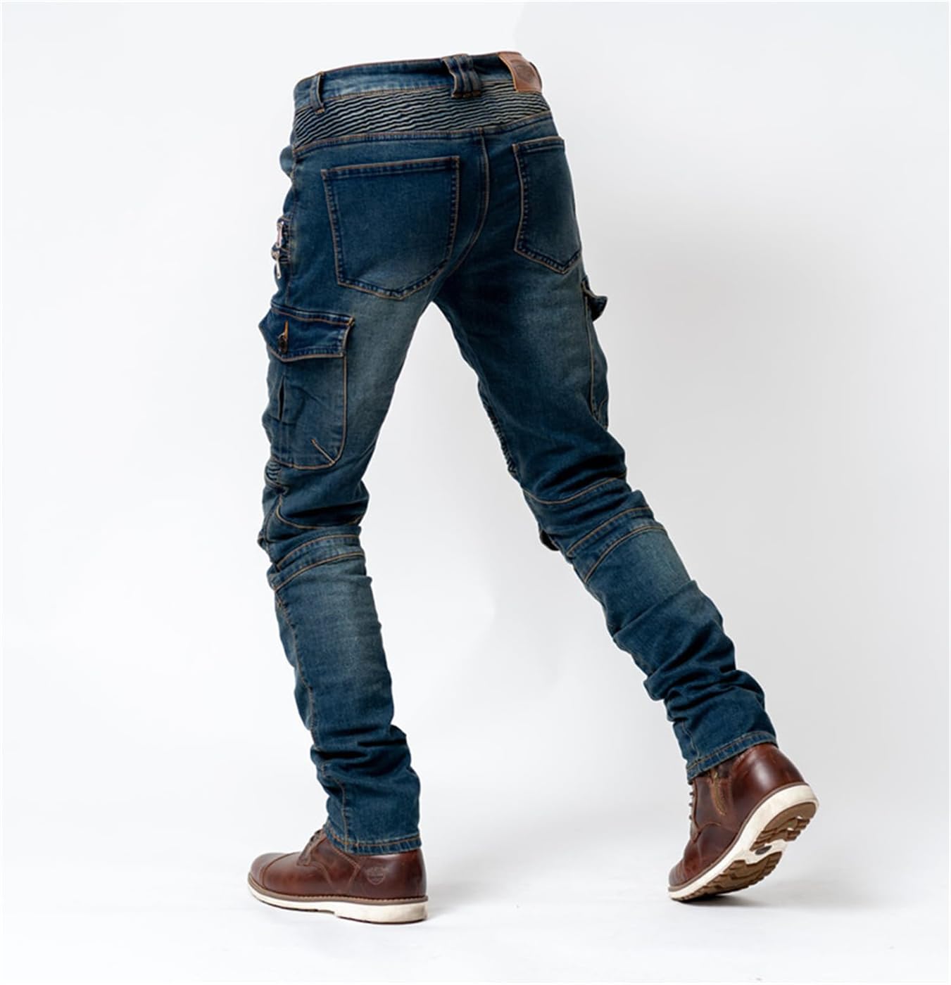 Motorrad-Jeanshose für Herren mit Oberschenkeltaschen Protektoren Sturzfeste Jeans mit Geradem Bein Motorradhose für Motorradrennfahrer