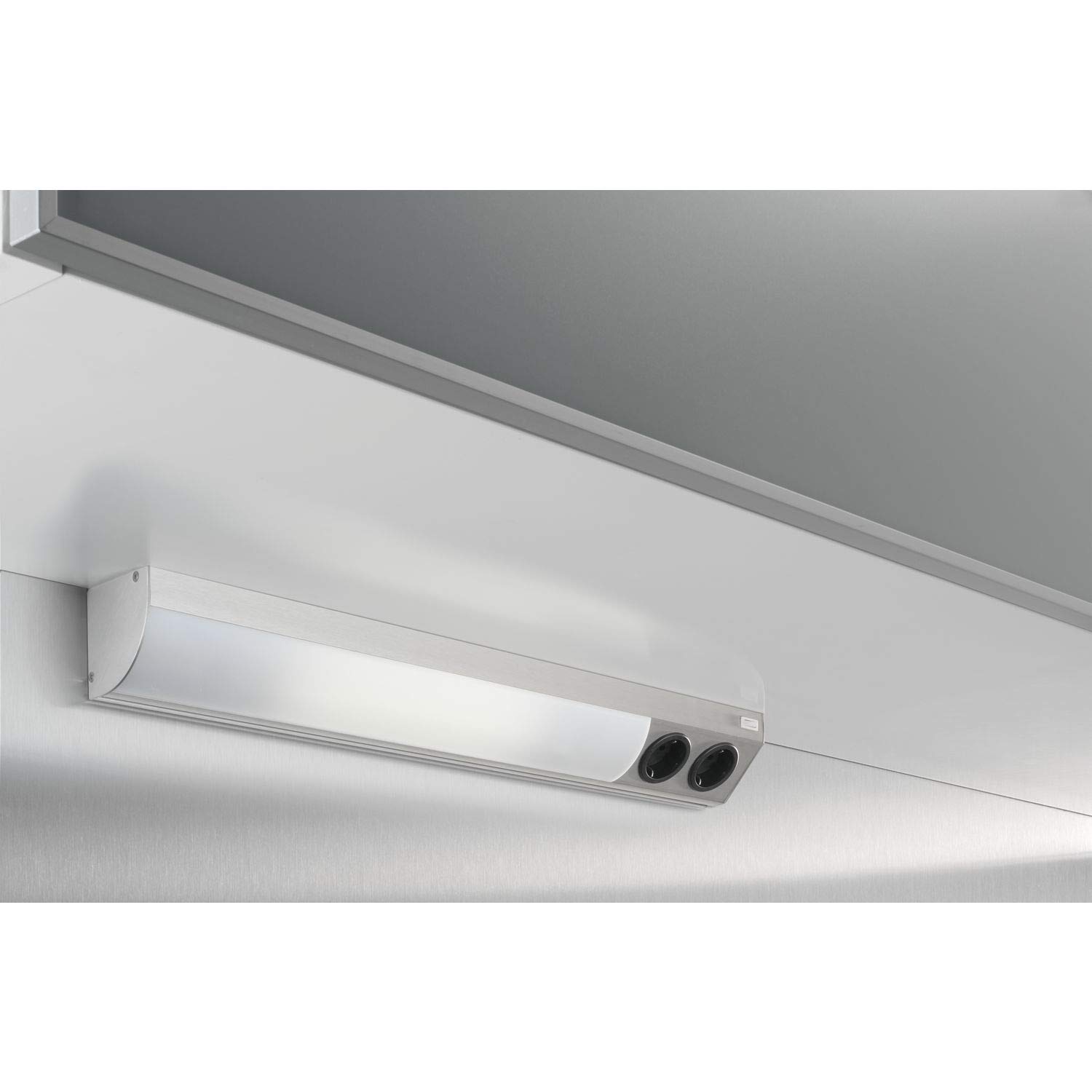 Corner Compact LED 6,5 W 4000K 560mm mit Steckdose, Edelstahl Effekt