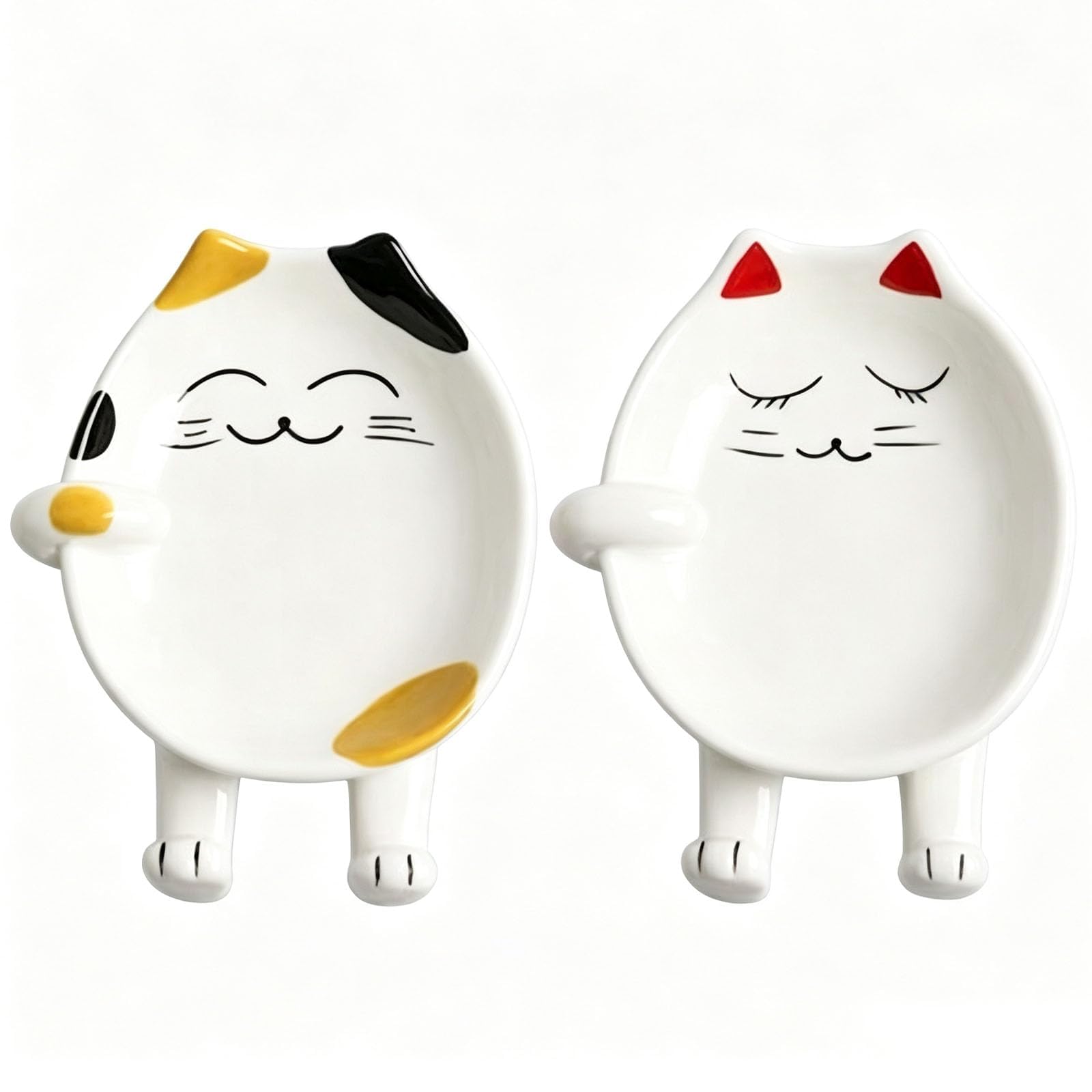Ceramic Spoon Rest, 2-Piece Cat Design Spoon Holder