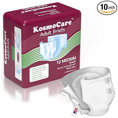 KosmoCare Adult Tape Style Diaper for Heavy Incontinence with maximum absorbent | Odor Guard| Cloth Feel Outer Fabric| Easy-Lock Fastener| Breathable Zones - Medium Size | Waist Size 32