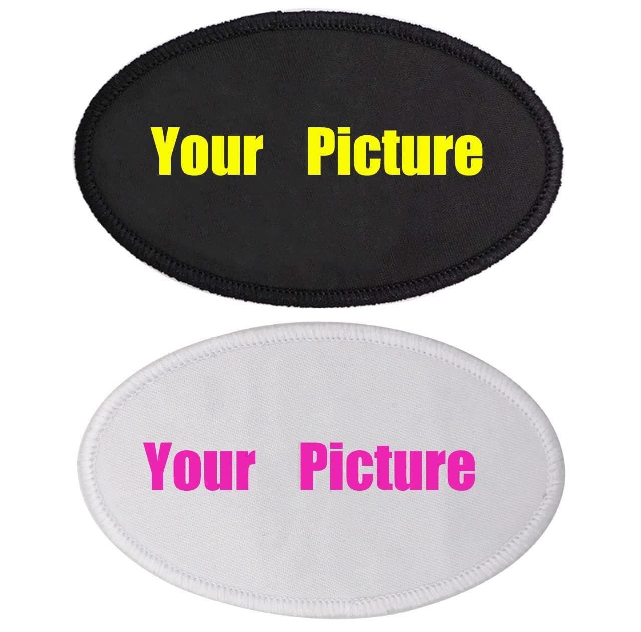 Custom Your Image Print Patch, Personalized Tactical Iron on/Sew on/Hook and Loop Backing Patches for Jackets Add Your Photo/Logo/Text Printing Fabric-Oval — image 1
