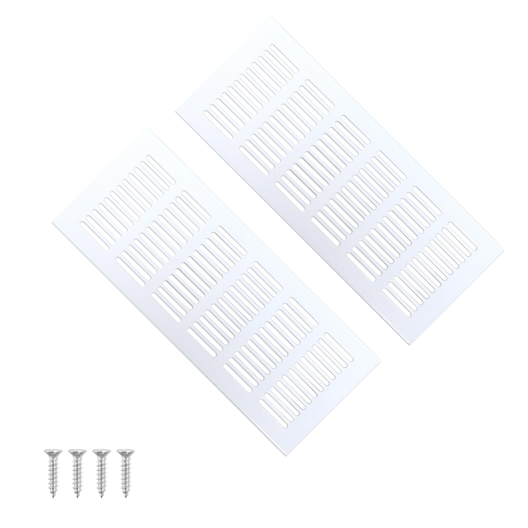 Geesatis Air Vent Covers for Floor, Cabinet, Wall, Ceiling – Heavy Duty Rust-Proof Aluminum Grille with Screws, 2 Pack, White (9.8'' x 4'' Outer Size,