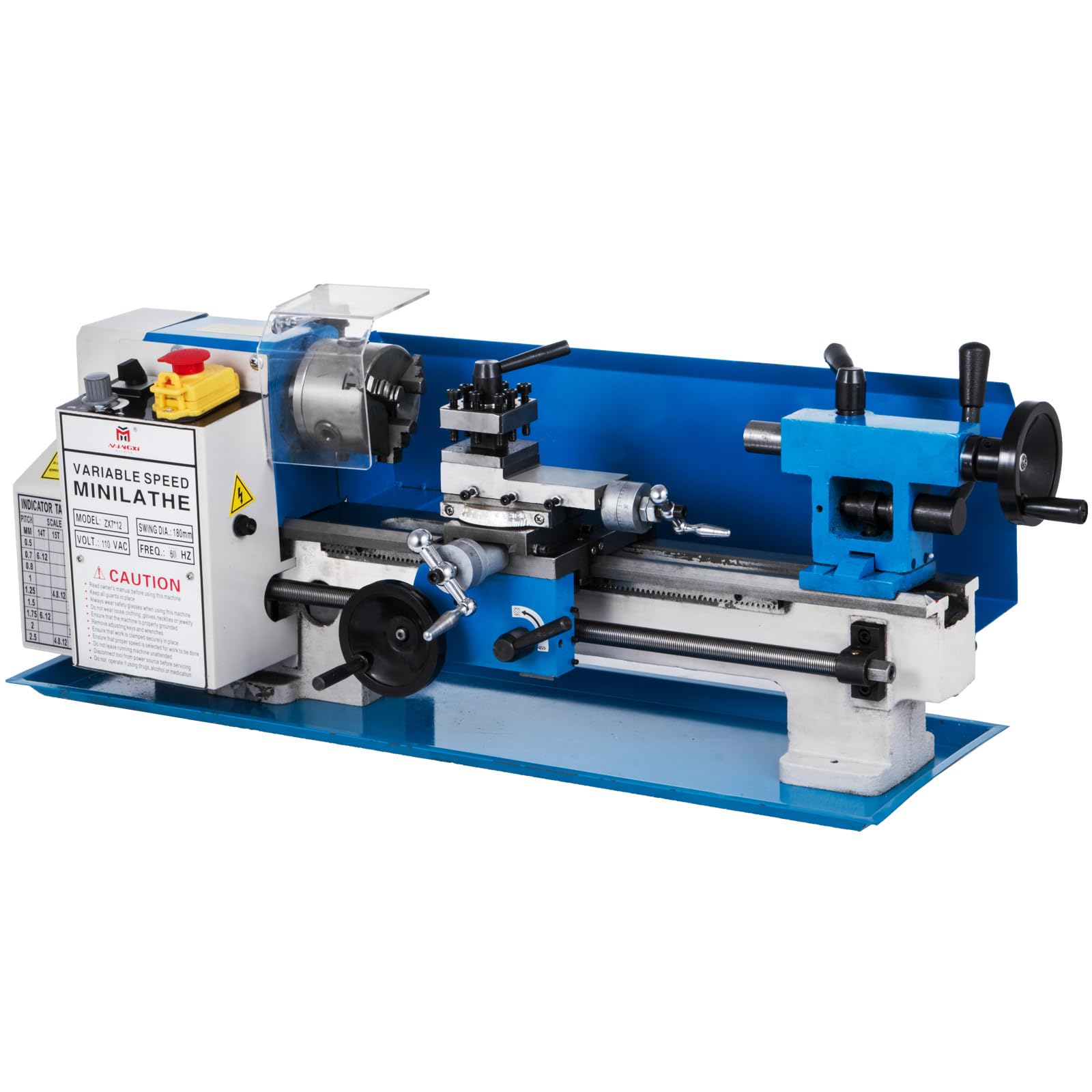 VEVOR Metal Lathe 7"x12",Precision Bench Top Mini Metal Lathe 550W, Metal Lathe Variable Speed 50-2500 RPM Nylon Gear With A Movable Lamp for Precision Parts Processing
