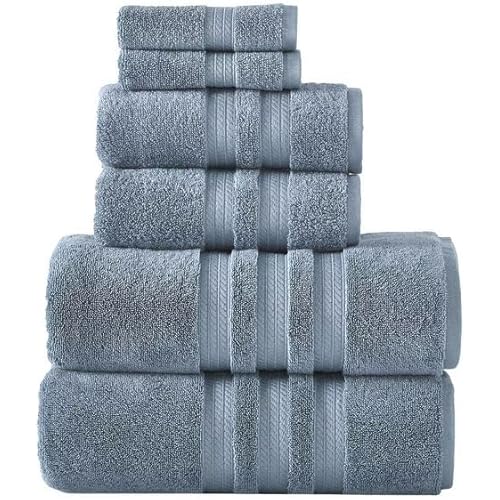 Member Mark 100% Cotton Hotel Premier Collection Luxury Bath Towel Bundle (Assorted Colors) (Denim, Bundle)