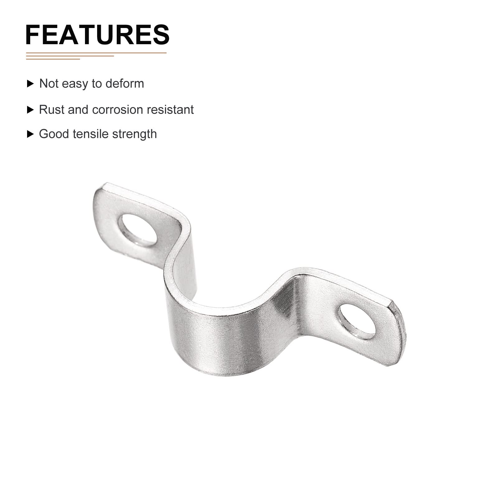 DTGN 20mm(W) Two Hole Strap, 4Pack, Good for Industrial 18mm Dia Pipe Fixing, 304 Stainless Steel Rigid Pipe Strap Clamp - Image 3
