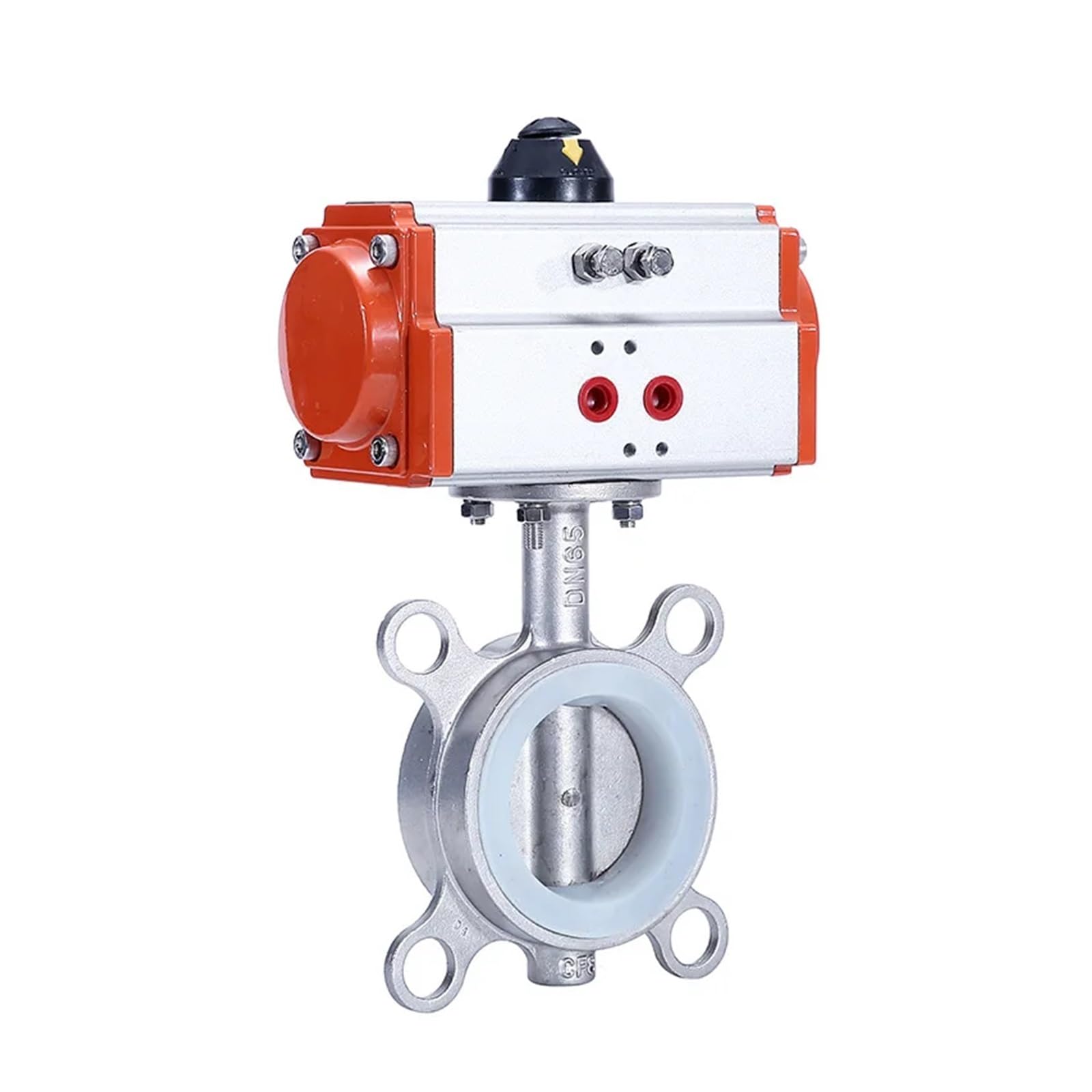 1-1/2" Pneumatic Butterfly Valve Wafer Type Pneumatic Valve 304 Stainless Steel PTFE Seal Clamping Pneumatic Butterfly Balve
