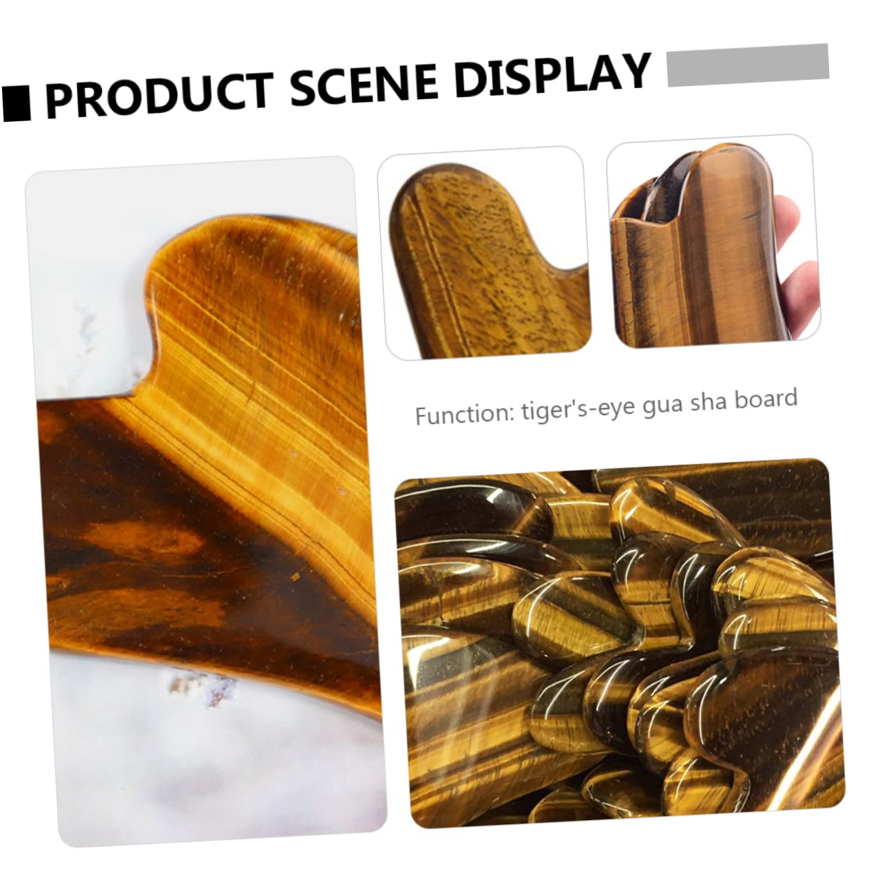 KOMBIUDA 3pezzi Tiger's Eye Gua Sha Board Strumento Massaggiante Naturale Per Rassodamento Facciale e Trattamenti Di Bellezza Facile Da Usare Per Routine Di Della e Rilassamento Muscolare