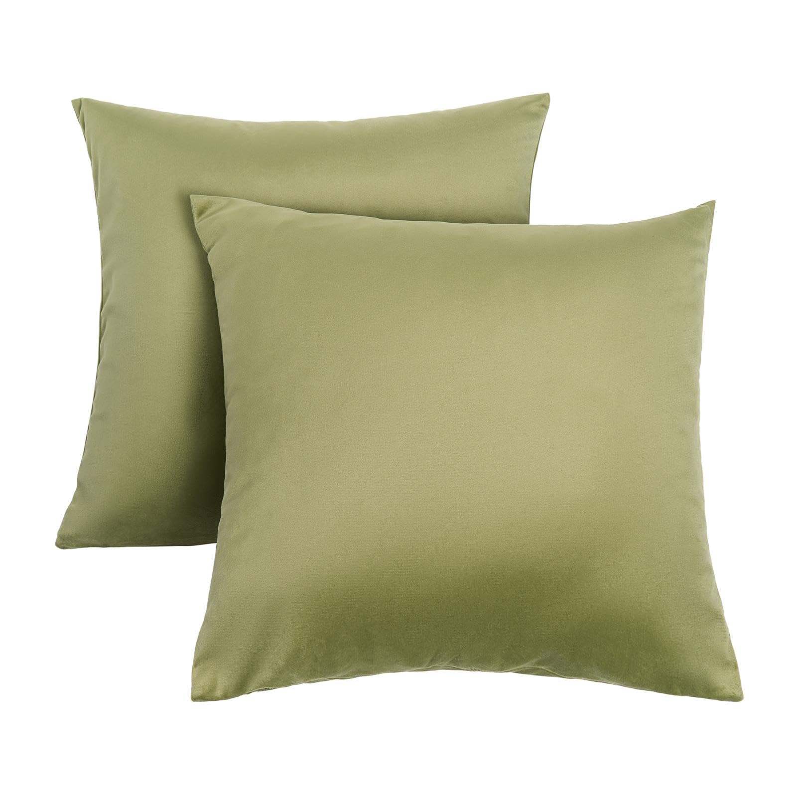 Ohs Women's Olive Green Cushion Covers 45 X 45 Set Of 2, Super Soft Matte Velvet Cushion Covers Decorative Square Throw Pillow Cover With Invisible Zipper Home Decoration For Sofa Bedroom Living Room,
