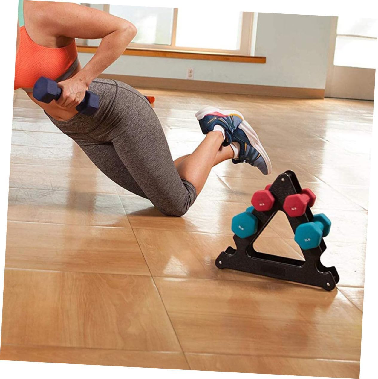LIOOBO Gym Accessories Dumbbell Rack Holder Multilevel Storage Rack Dumbbell Stand Pp Material 2pcs