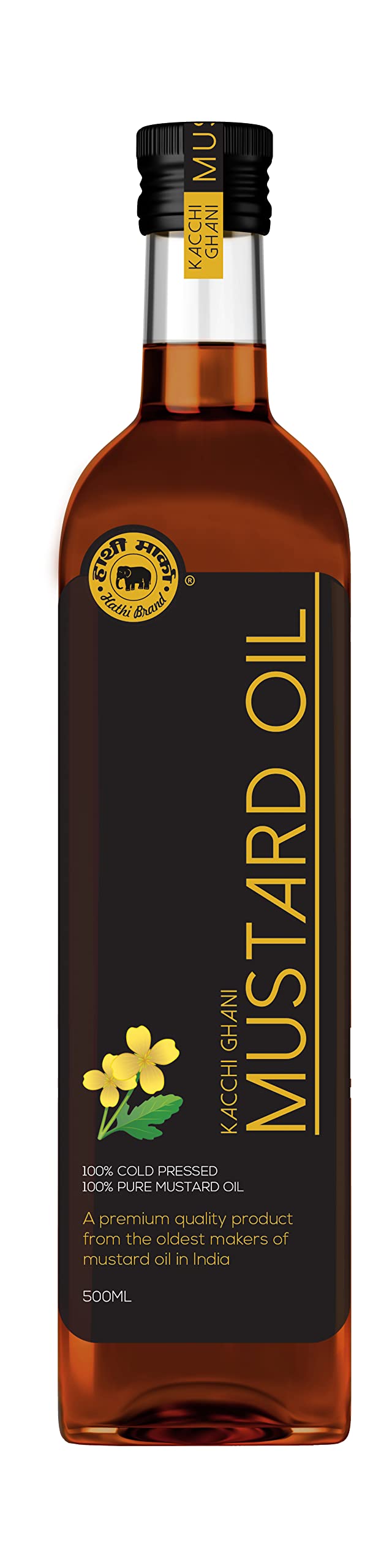 Elephant Brand Hathi Marka Kacchi Ghani Mustard Oil - Ideal for cooking food, pickles, massages | 500 ML (B08Q8141XD) Amazon Price History, Amazon Price Tracker
