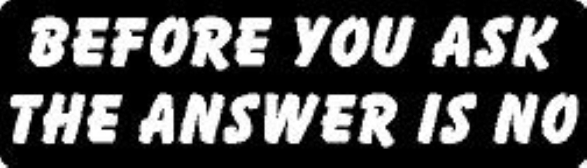 BIKERSTUFFUS Before You Ask The Answer is NO Helmet Sticker Hard HAT Sticker