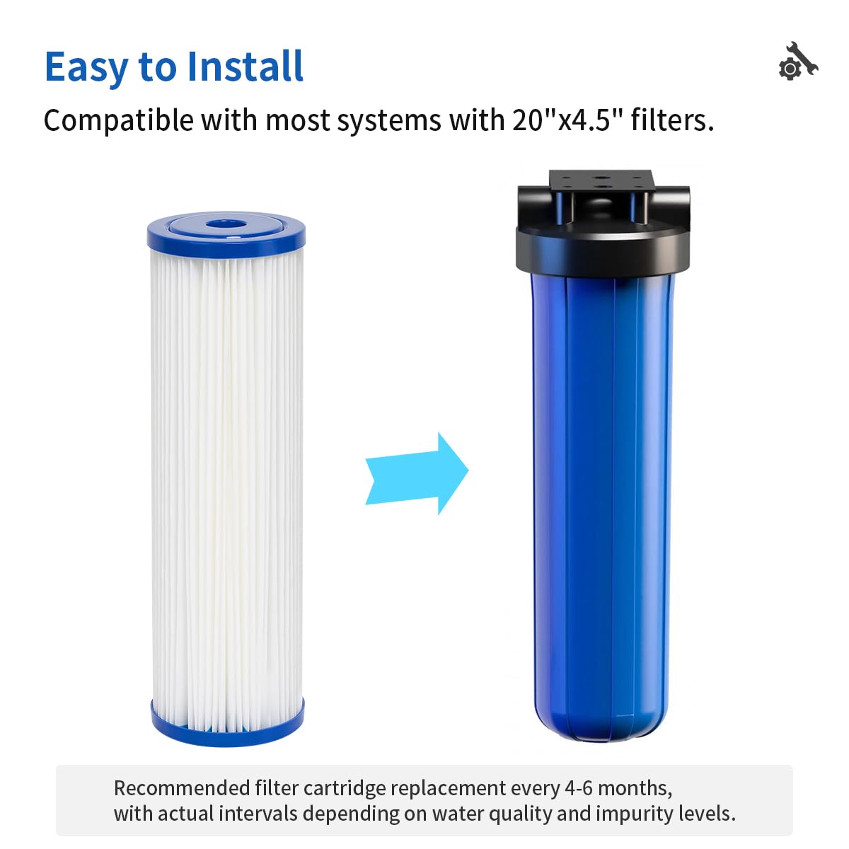 20" x 4.5" filtros sedimentarios plegables para agua de pozo compatible con ECP5-BB, AP810-2, HDC3001, SPC-45-1005, CP5-BB, ECP1-20BB, S1-20BB, S1-20BB, R30-20BB, R30-20BB,2 unidades