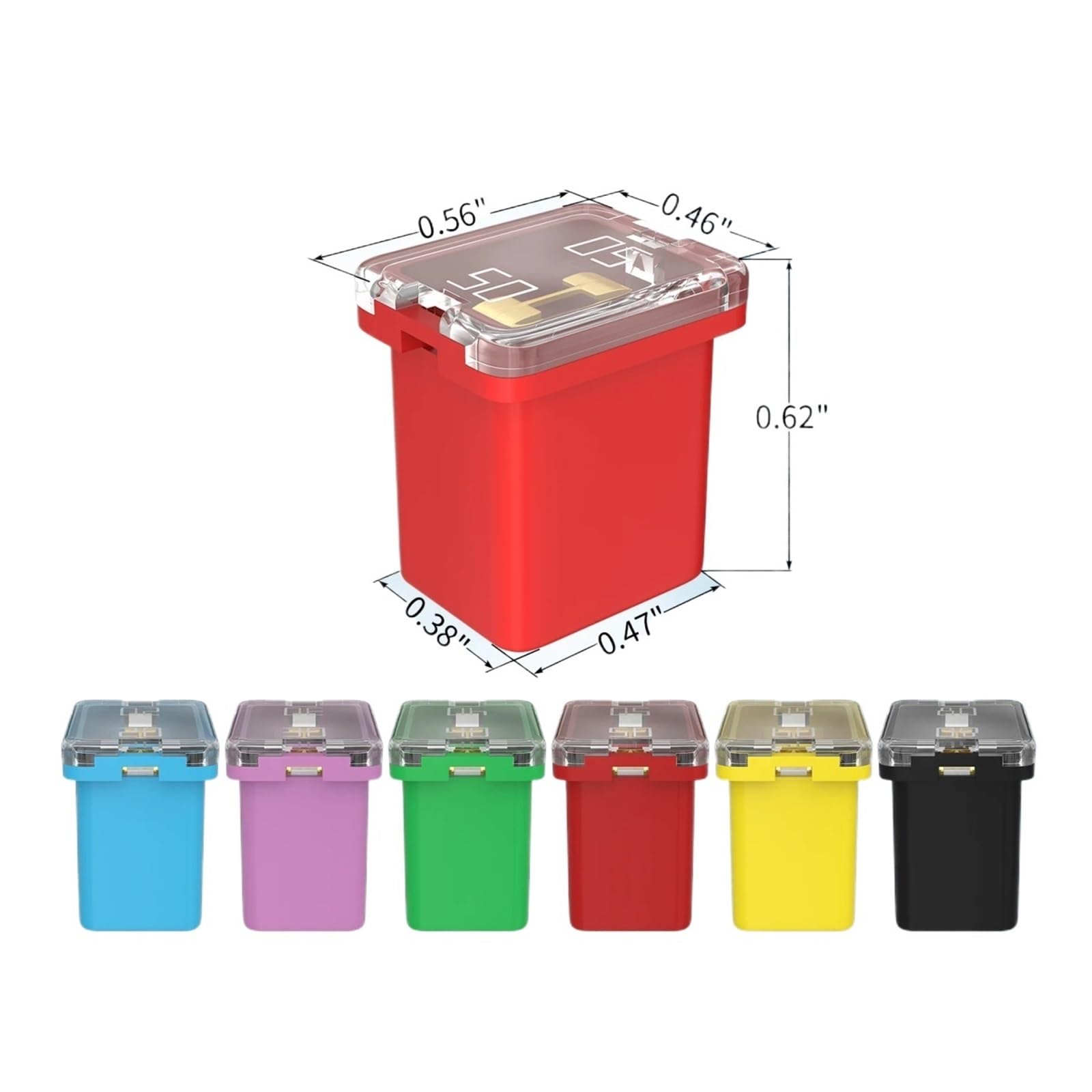 DaierTek 36 pezzi Jcase Fuse Kit assortimento di fusibili a forma scatola alti/standard e bassi 20A 30A 40A 50A 60A 80A