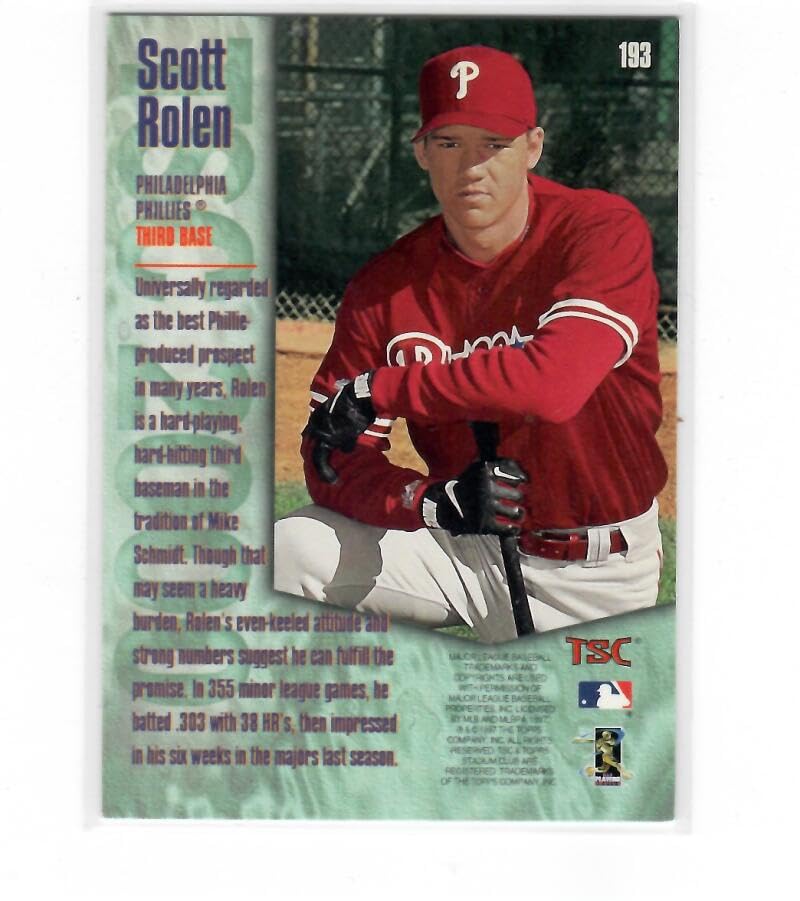 Amazon.com: 1997 Topps Stadium Club #193 Scott Rolen ROOKIE CARD