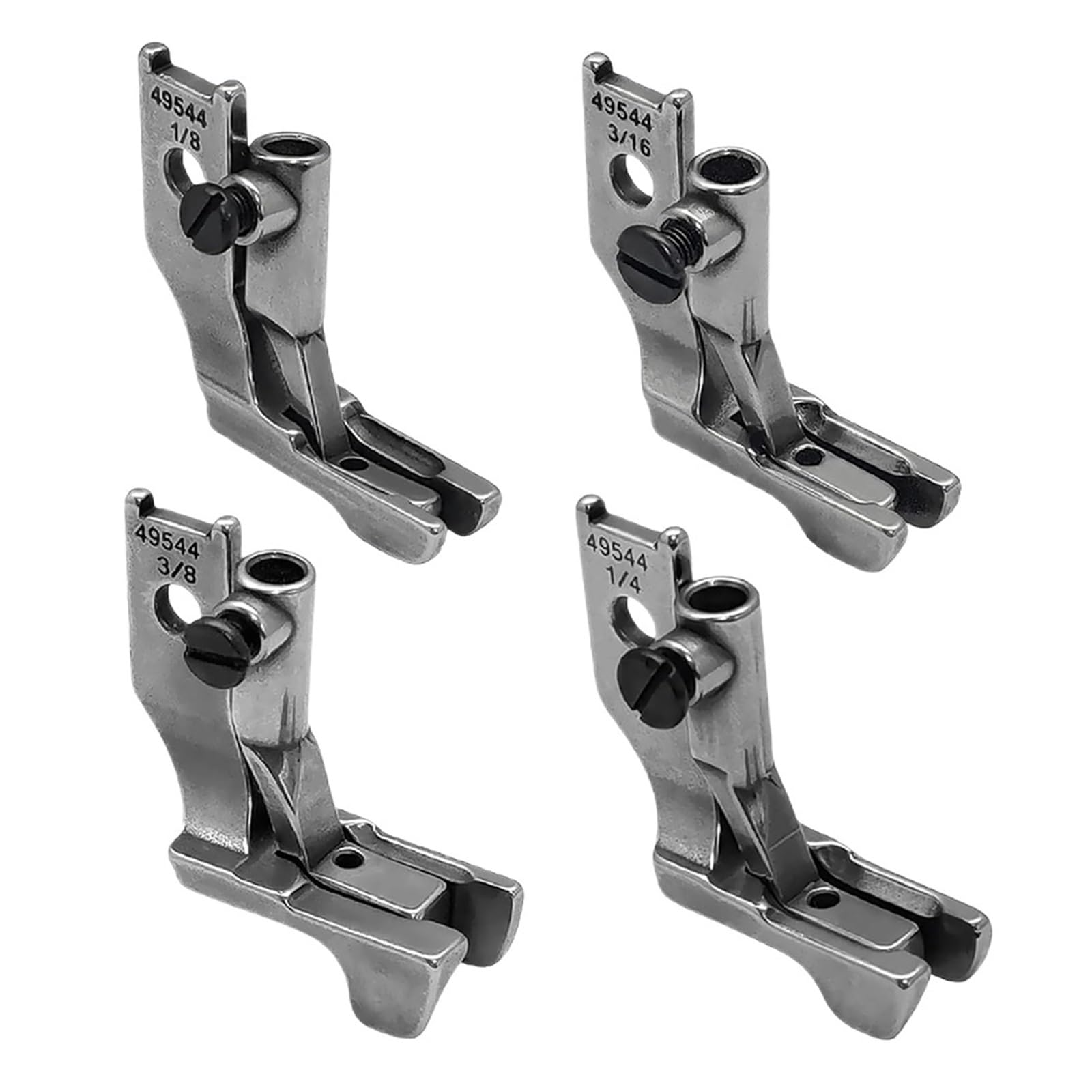Lot de 4 Pieds-de-biche Doubles for Passepoil et, références 49544 49047, Pas 1/8, 3/16, 1/4, for Machines à Coudre industrielles Paff 1245, 335, 545 145