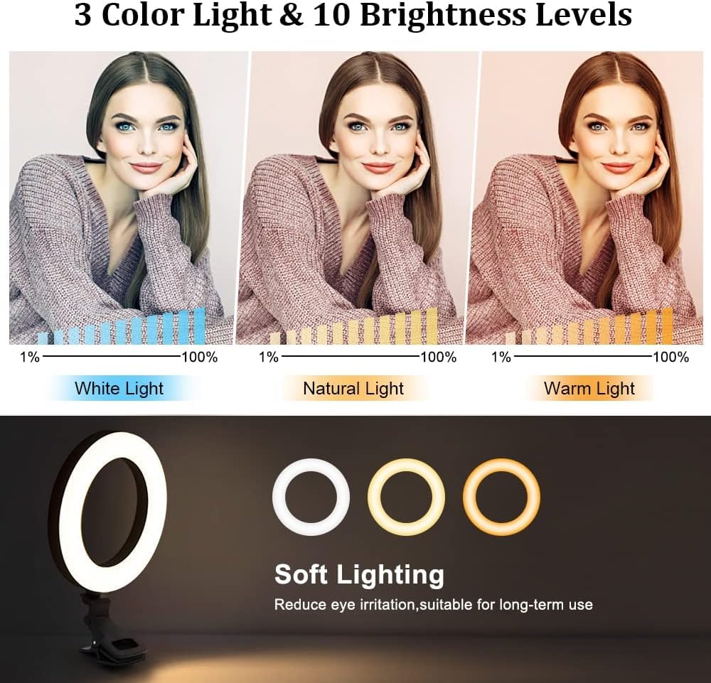 ORIA LED Selfie Ring Light, Portable Clip-on For Cell Phones, USB Rechargeable For Phone, IPad
