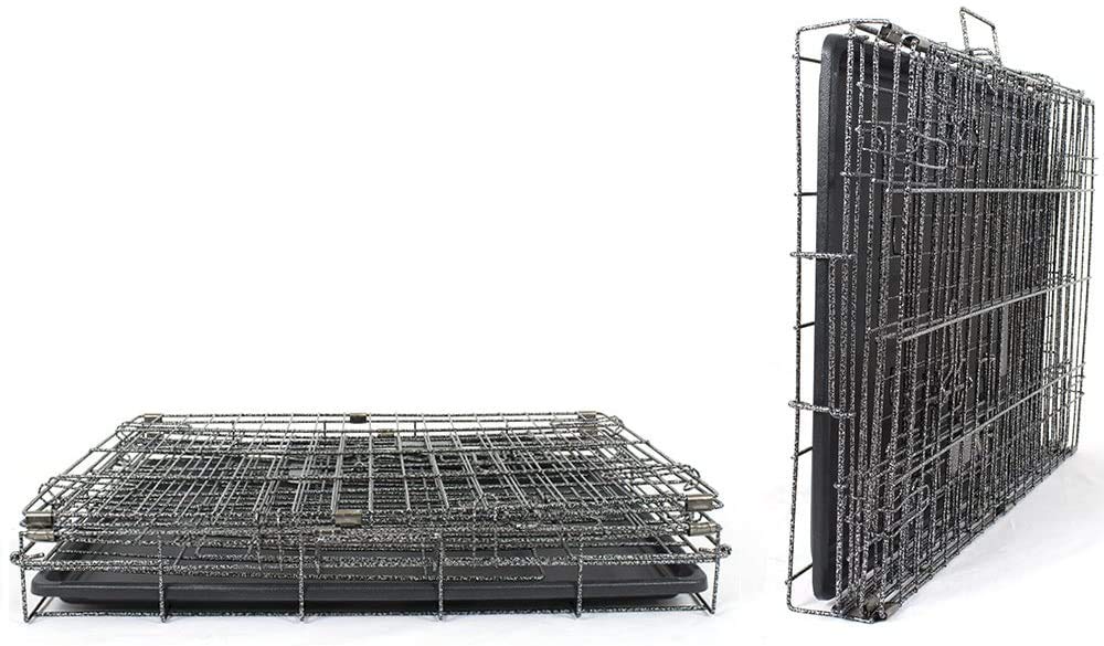 Pet's Solution - Kennel Trasportino Cani, Gatti o Pappagalli, in Metallo, Pieghevole, con Vassoio alla Base, Apertura Frontale - 60x42,5x50 cm