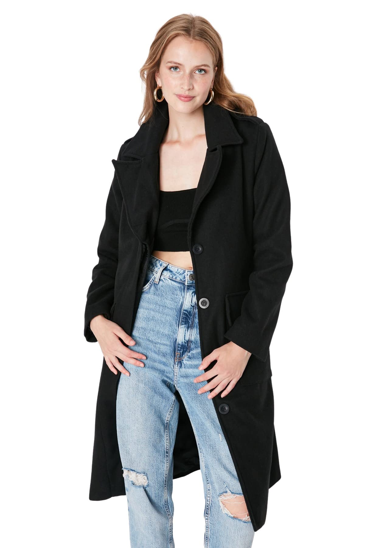 Trendyol Women Regular Double-breasted Lapel collar Woven Coat