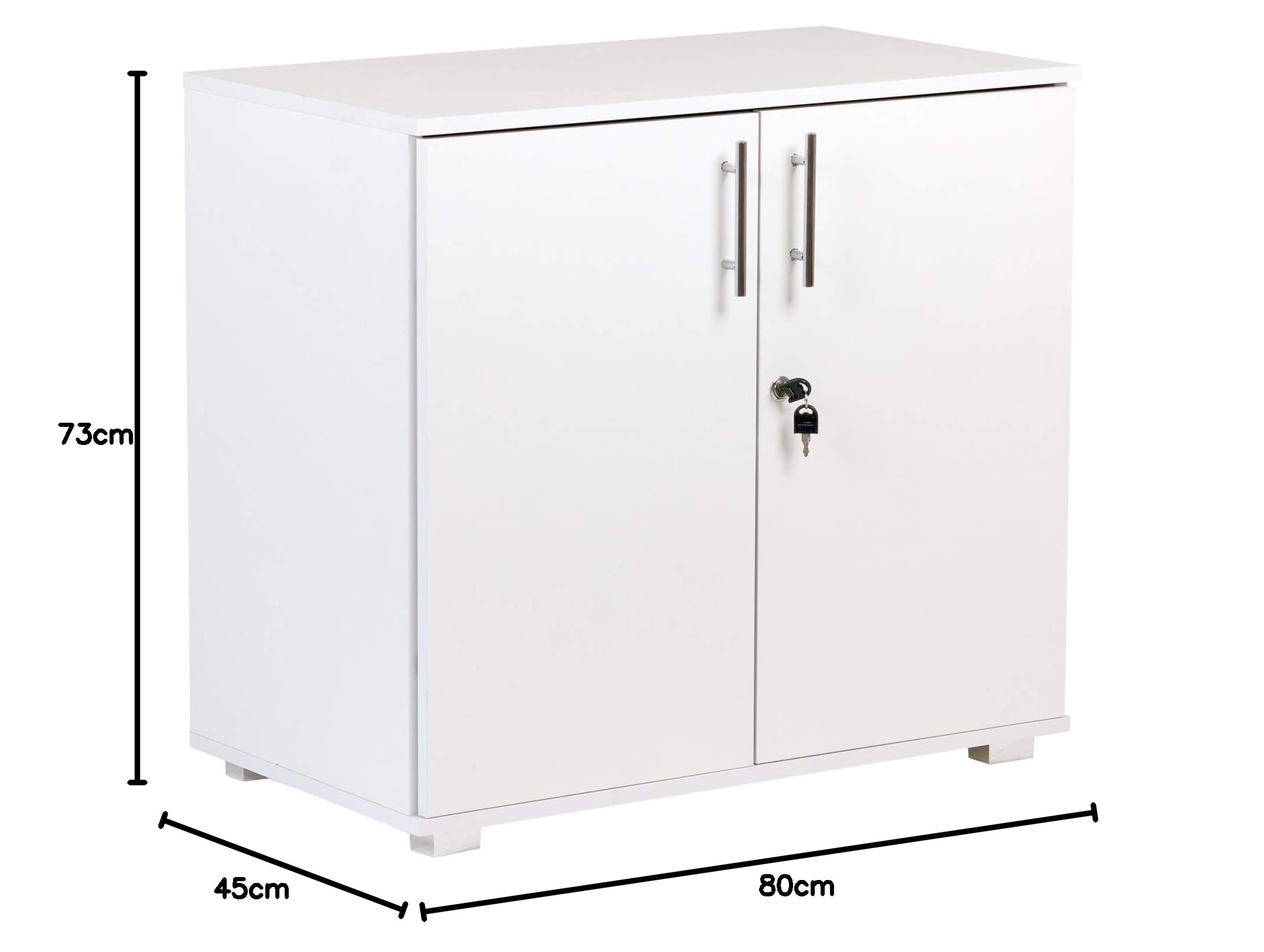 MMT Furniture Designs Ltd Armoire de rangement de bureau blanche avec 2 portes, verrouillable, hauteur 75 cm