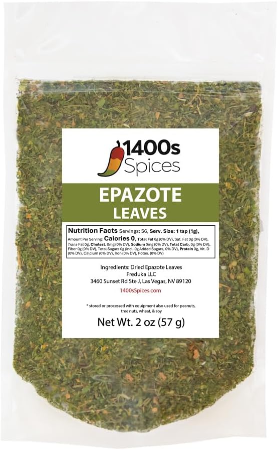 2oz Dried Cut Epazote Leaves, Hojas de Epazote Cortadas by 1400s Spices