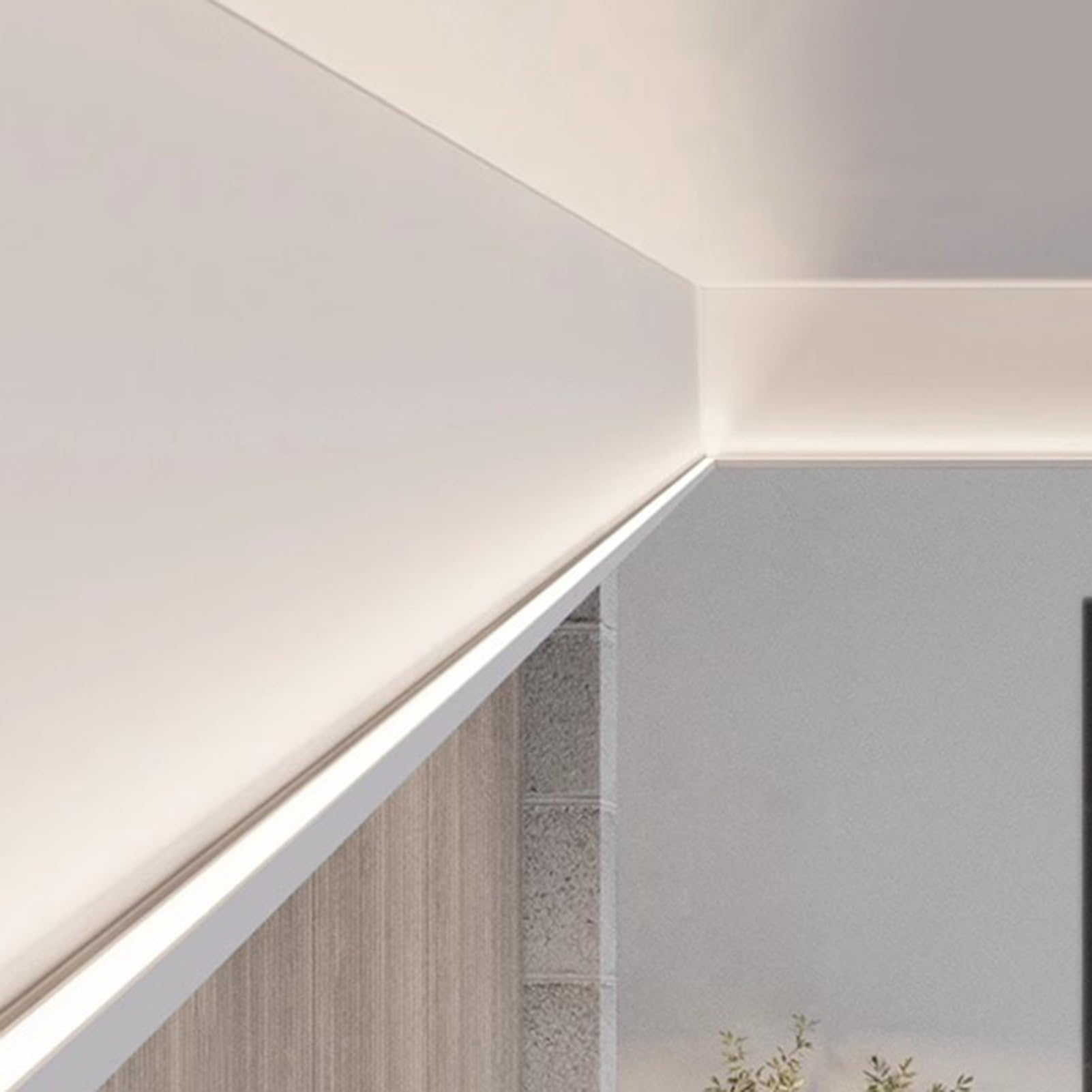 Profil Aluminiowy LED Aluminiowy Profil LED do Oświetlenia Pośredniego | Profil Wpuszczany z Dyfuzorem do Taśm LED (ukryty Montaż)(5m/16.4ft)
