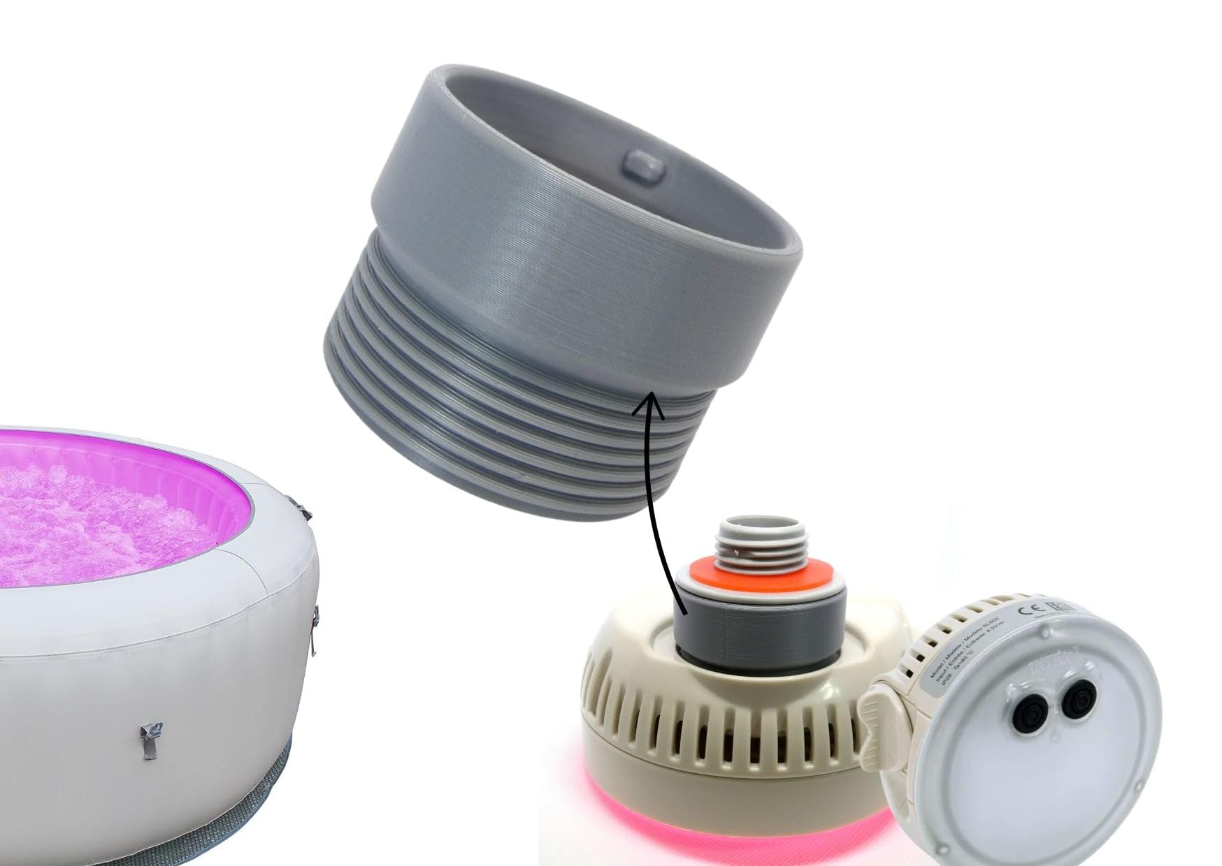 ME&SG Adaptador de luz LED personalizado compatible con jacuzzis inflables portátiles Bestway Lay Z Spa Salu Spa Coleman (LED no incluido)