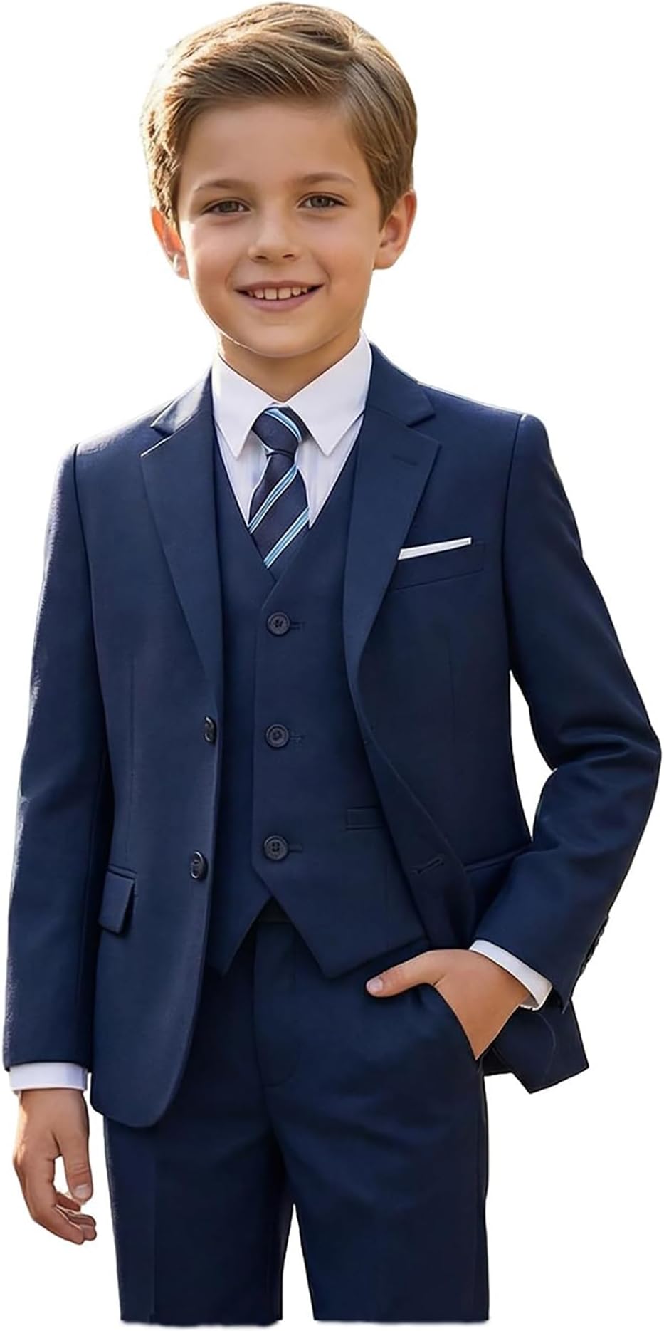 Boys Suits 5 Piece Slim Fit Suit for Kids Formal Ring Bearer Suits
