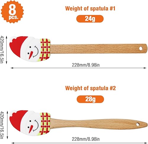 Miniatura 3 de 8 espátulas de silicona de Navidad, espátula de decoración de pasteles de Navidad, espátula de pastel de Navidad con mango de madera, raspador de