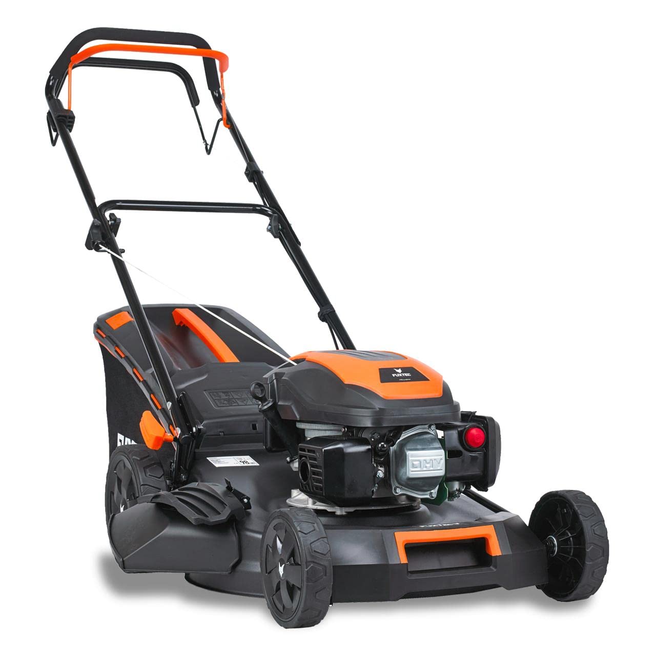 Cortacésped autopulsado de Gasolina FUXTEC FX-RM5170 4 en 1-170 cm³ 4 CV, 4 Tiempo, 51 cm de Ancho de Corte con regulación en 7 Alturas y 60 L de depósito, Funciones Mulching y Eje Lateral