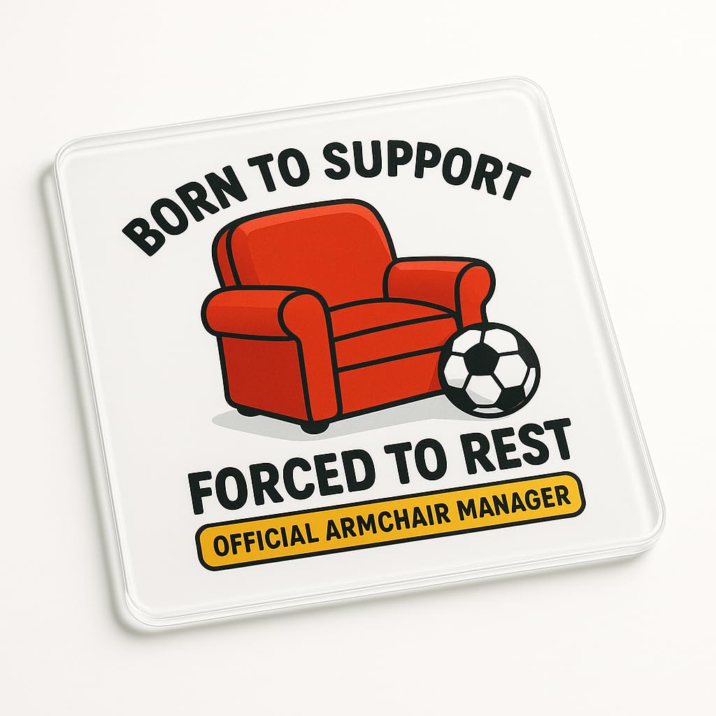 Funny Acrylic Coaster Gift for Grandad Birthday - Playful Armchair Football Design Novelty Present for Dad's Relaxation