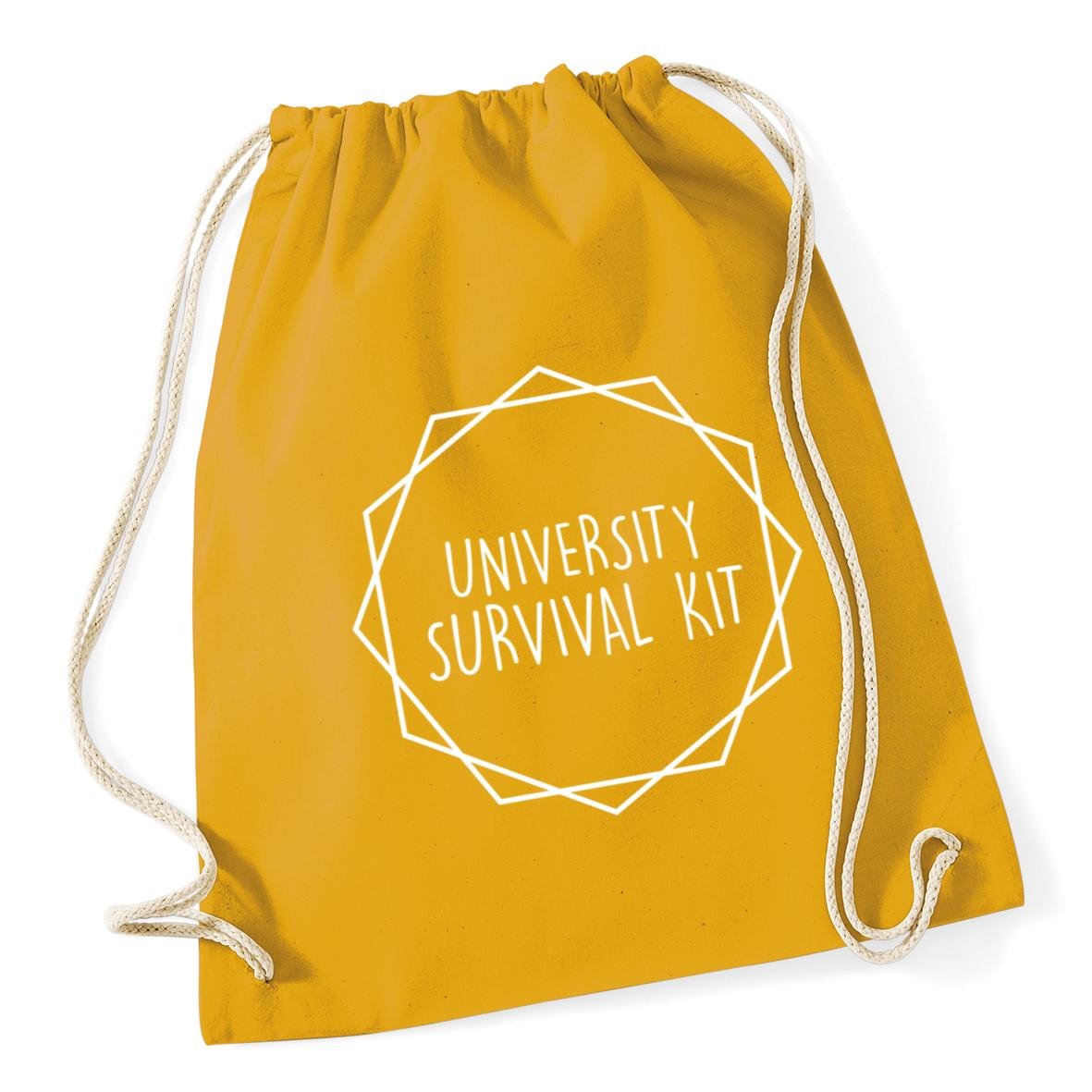 Hippowarehouse University Survival Kit Drawstring Cotton School Gym Bag 37cm x 46cm, 12 litres