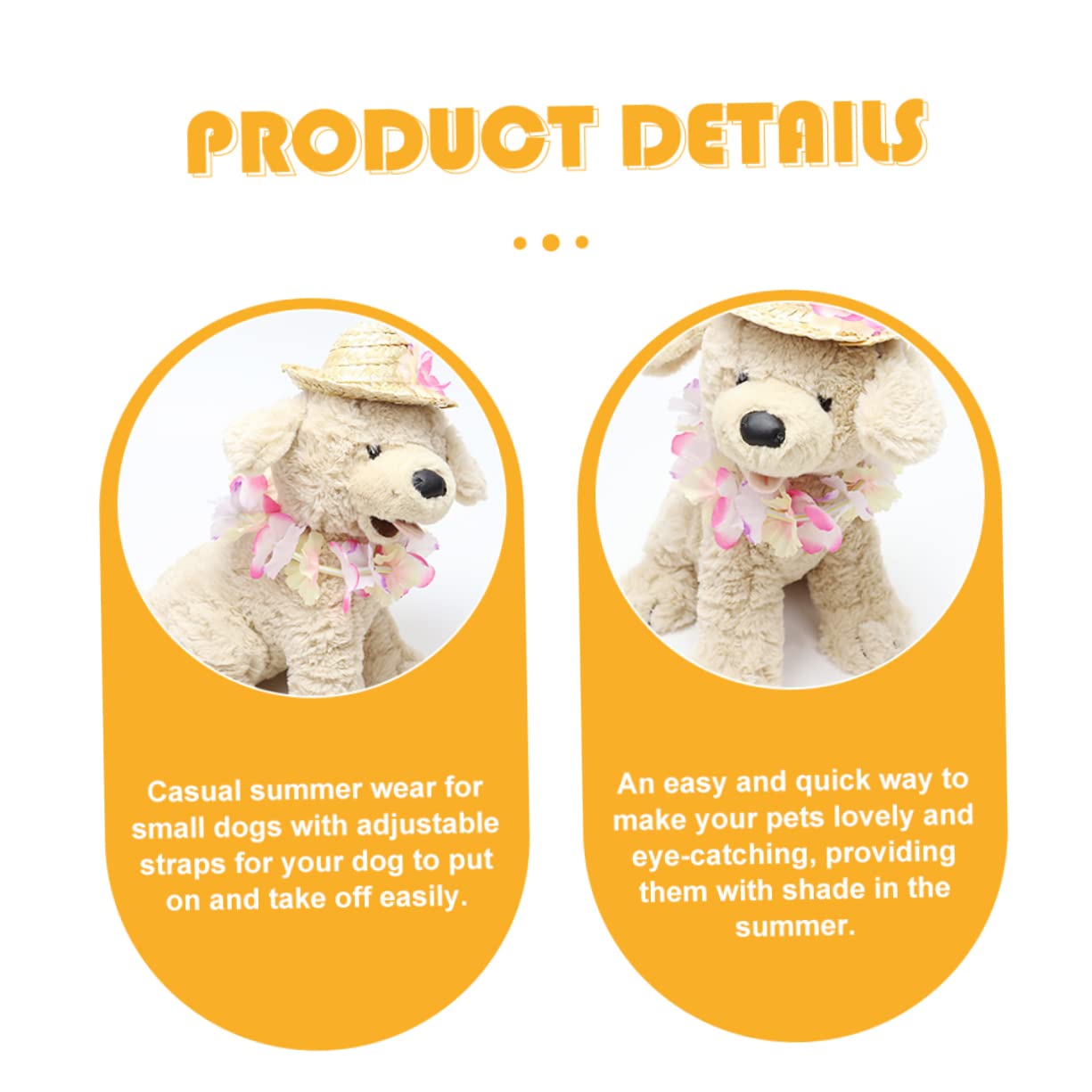 VICASKY 1Set Summer Pet with Floral Garland Hawaiian Style Dog Accessories for Vacations Beach Outings and Parties Breathable Caps for Cats and Dogs