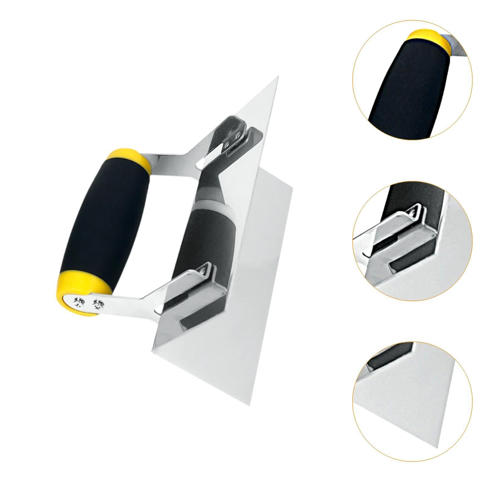 LOVIVER Paleta de esquina para albañilería, paleta de acabado de acero inoxidable, mango de goma versátil, bordeadora manual de hormigón, herramienta de, Style a