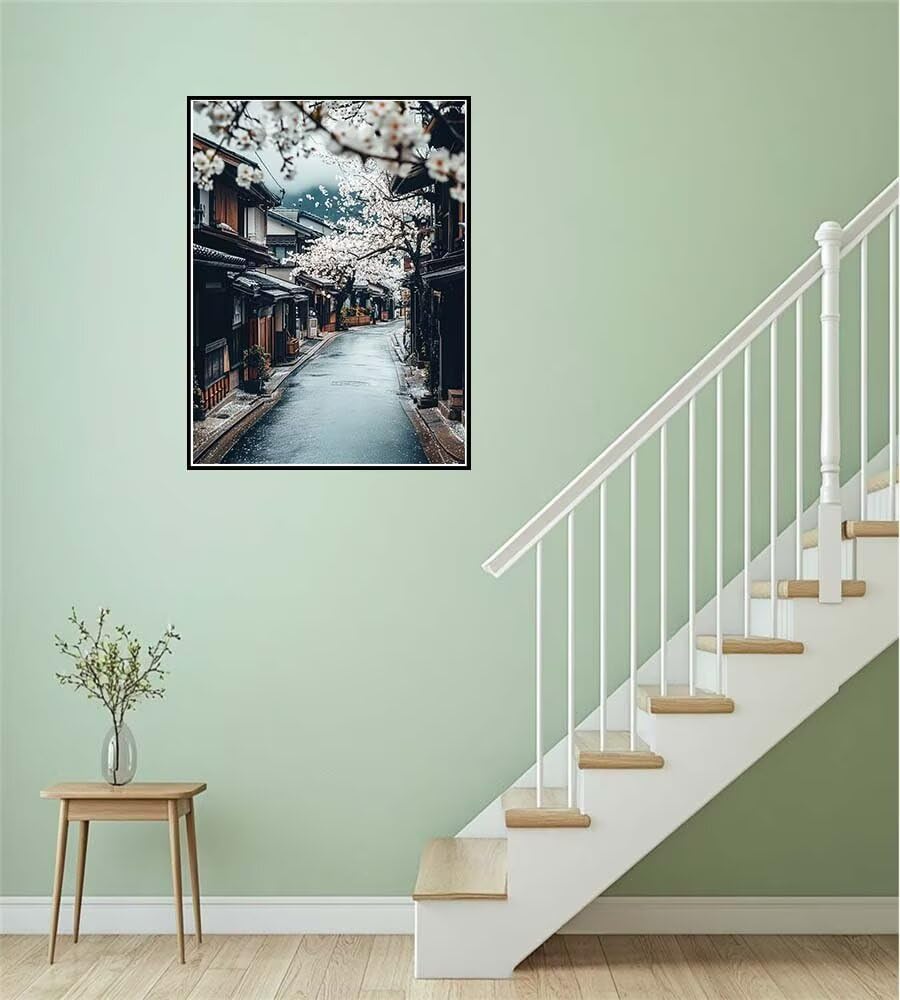 Pintar por Numeros Calle Japonesa, DIY Pintar por Numeros Adultos Paisaje 70x90 cm, Cuadros para Pintar por Numeros con Pinceles y Pinturas Acrílicas para Decoración del Hogar (Sin Marco) -YH1063