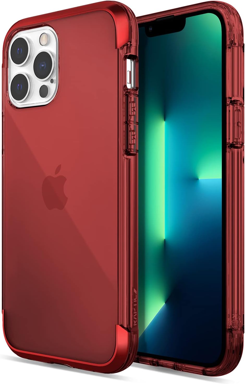 RAPTIC Air Phone Case Compatible with iPhone 13 Pro Max, Shockproof Protective Thin Clear Case, Aluminum Metal Bumper, Wireless Charging, 13ft Drop Protection, Fits iPhone 13 Pro Max Red