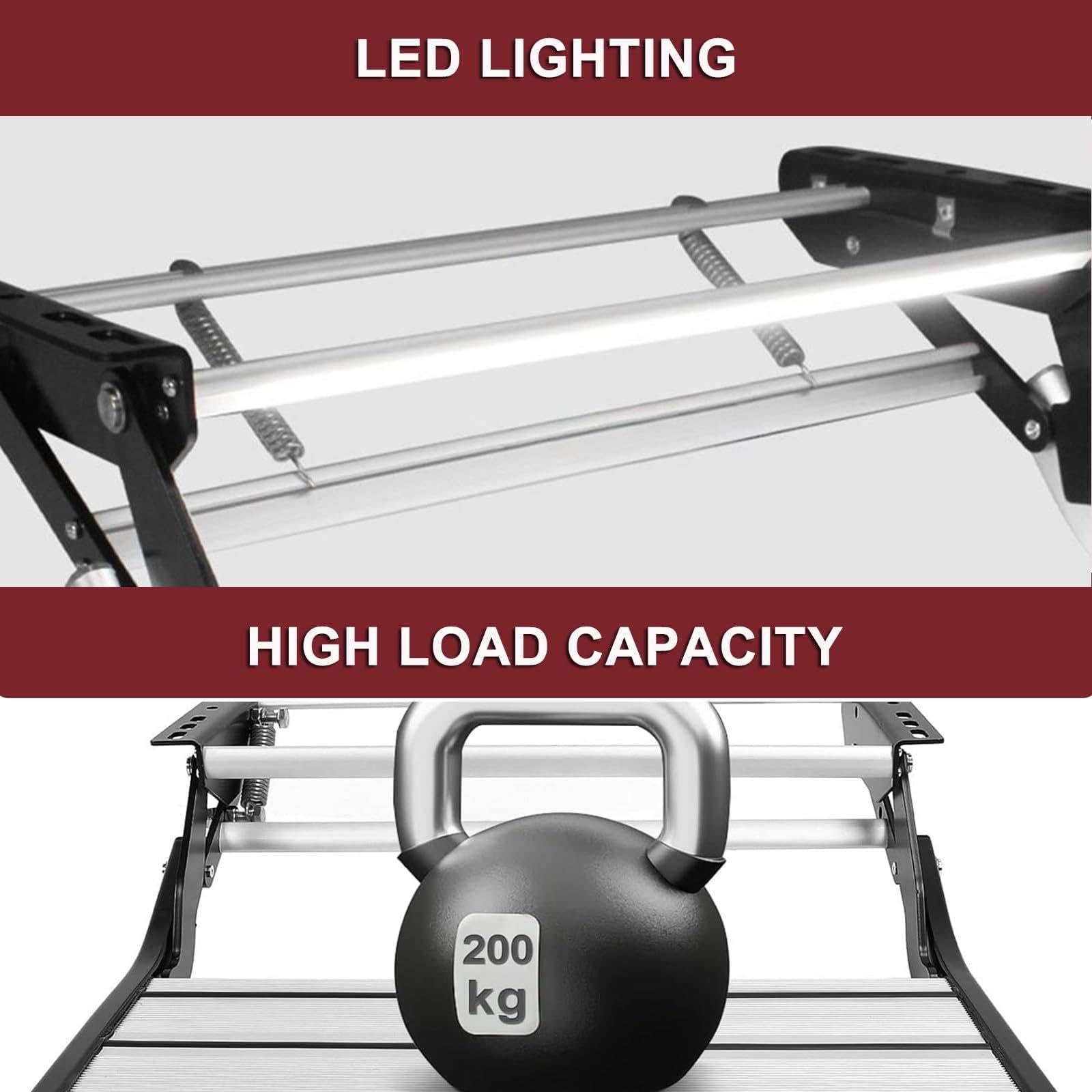 Amazon.co.jp: LEDライト付き電動折りたたみ式アルミニウムステップ