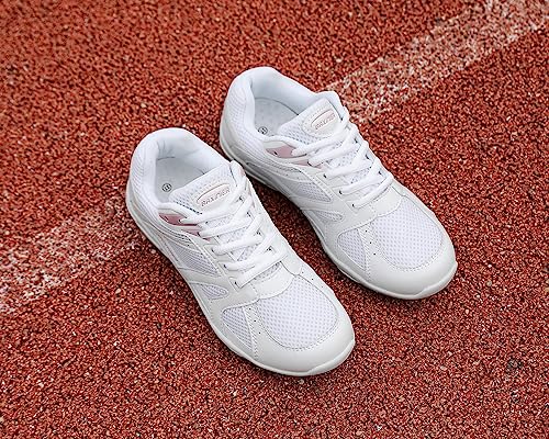 Image of Girls White Cheerleading Shoes Lightweight Competition Tennis Shoes Women Hip Hop Gymnastics Dance Sneakers