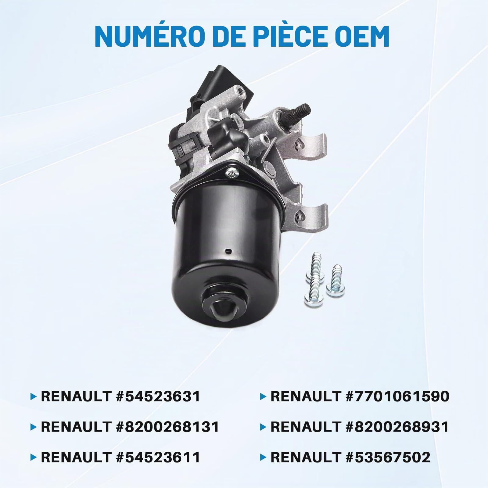 Moteur d'essuie glace compatible avec Clio 3 avant Clio 3 2005-2012, remplacement pour 54523611 54523631 53567502 8200268931 8200268131 7701061590