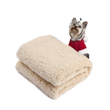 Cozy Fleece Throw Puppy Dog Blanket Large Fuzzy Soft Couch Pet Cat Throw Sharpe Blankets Anxiety Weighted Chew Proof Dog Bed Pad Cover Beige