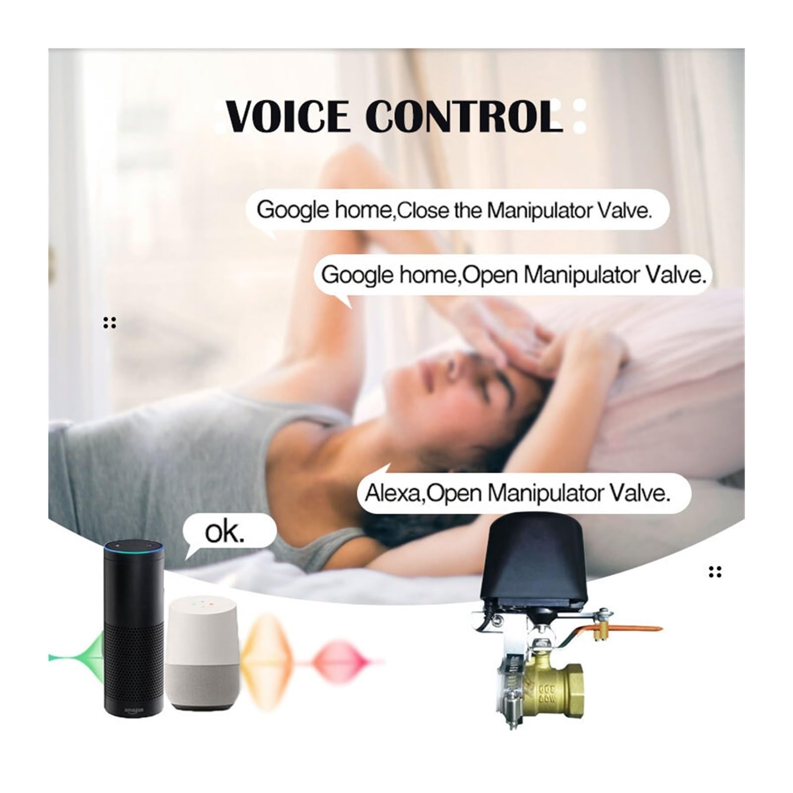 Inteligentny Siłownik Zaworu Wodnego Zigbee WiFi Kontroler Gazowego Pasuje Do Rury DN15 DN20 DN25 DN32 OszczęDność Wody(S valve-01,WiFi)