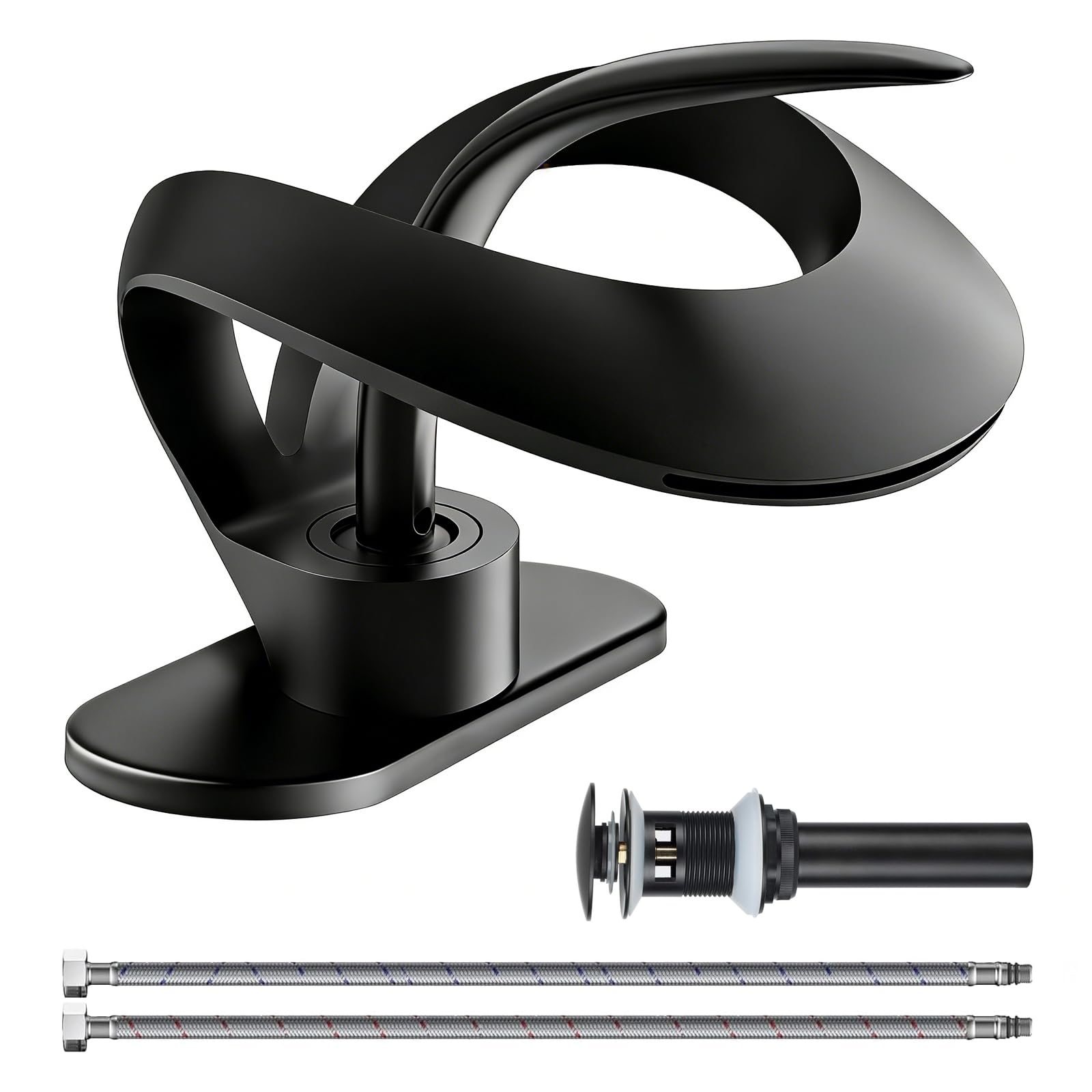 Elegant Bathroo Sink Faucet Single Hole,AUU Waterfall Brushed Nickel - View #5