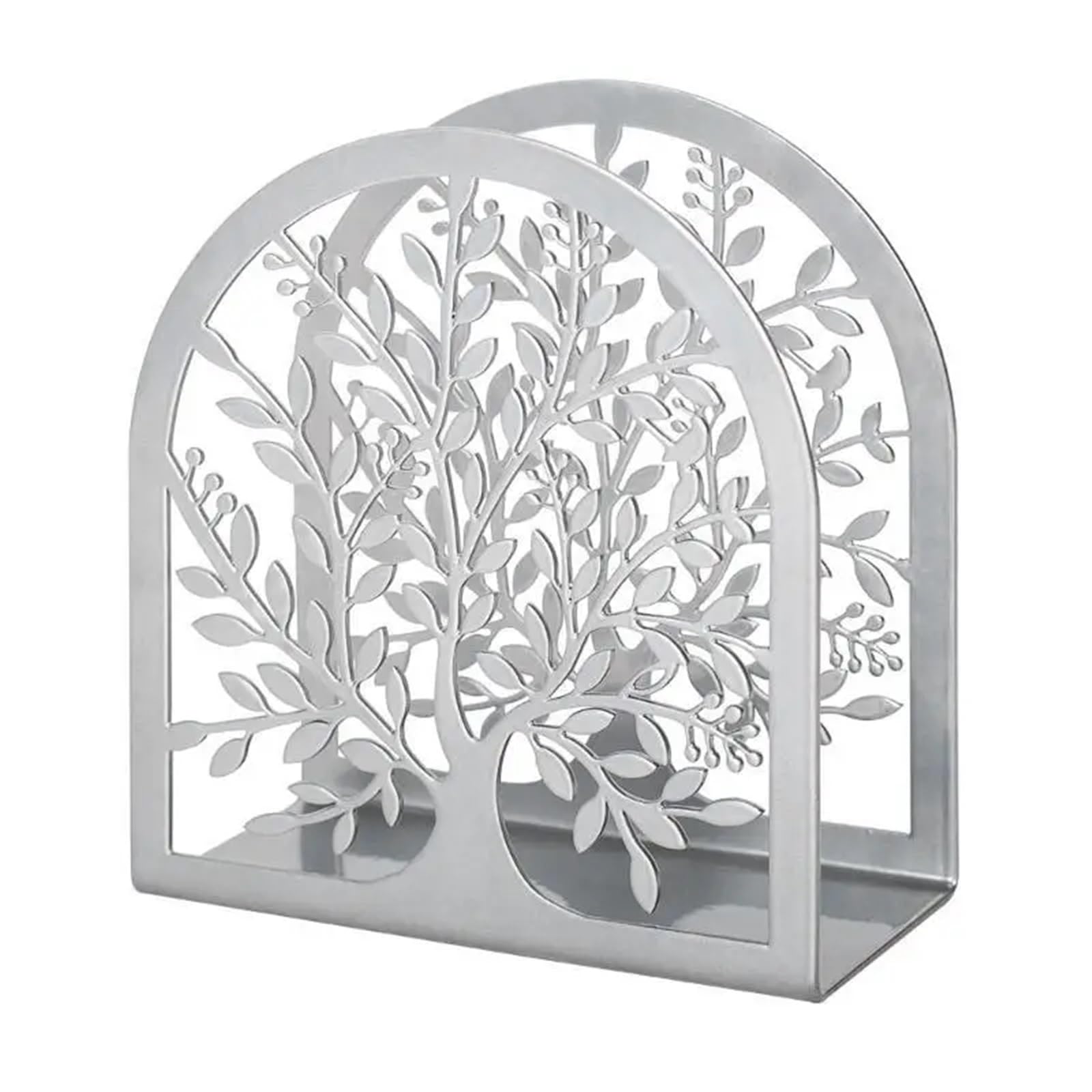 Napkin Holder Contemporary Kitchen Table Tissue Dispenser Freestanding Napkin Rack Space Saving Tabletop Accessory(Silver)
