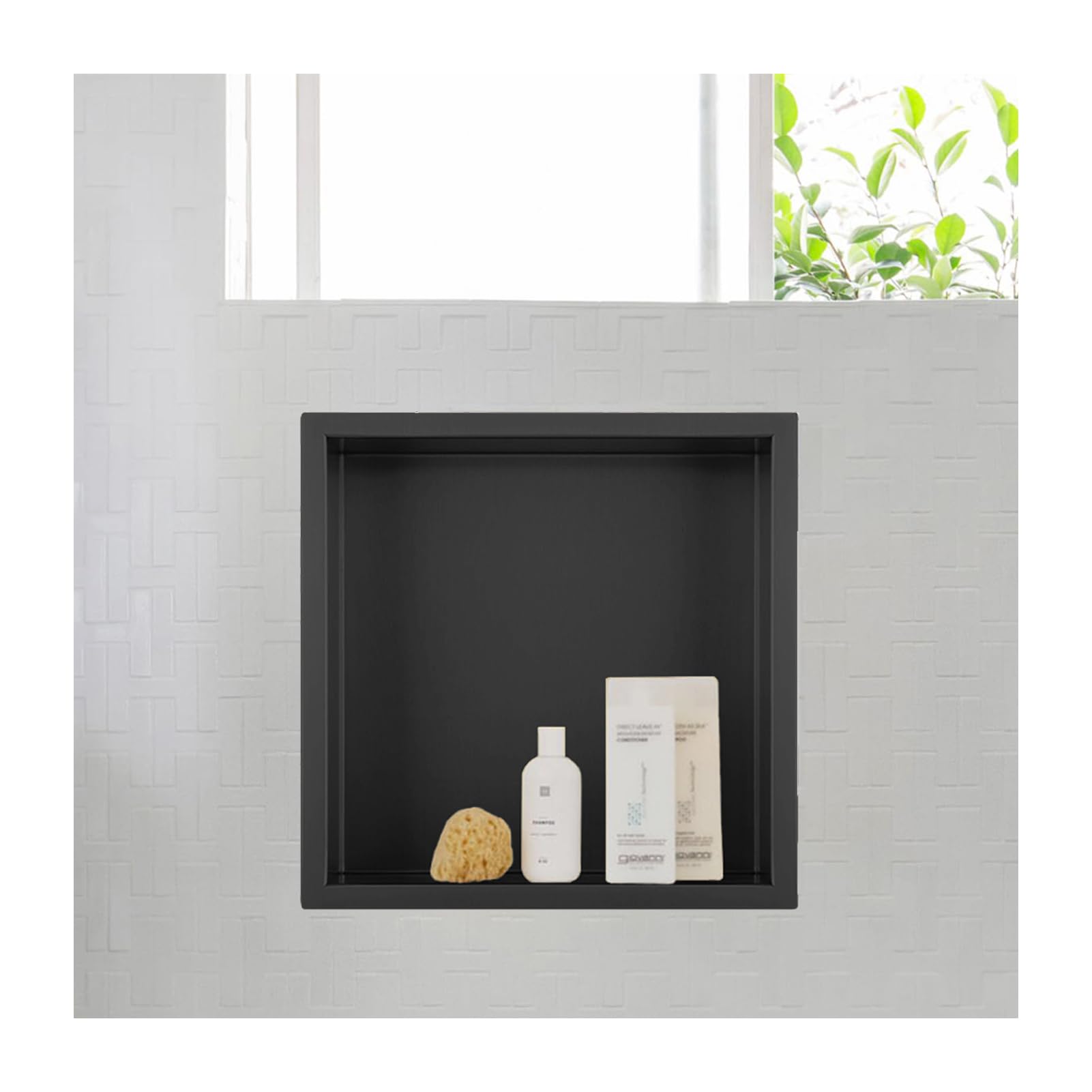 Niche de douche encastrée en inox noir pour une salle de bain épurée