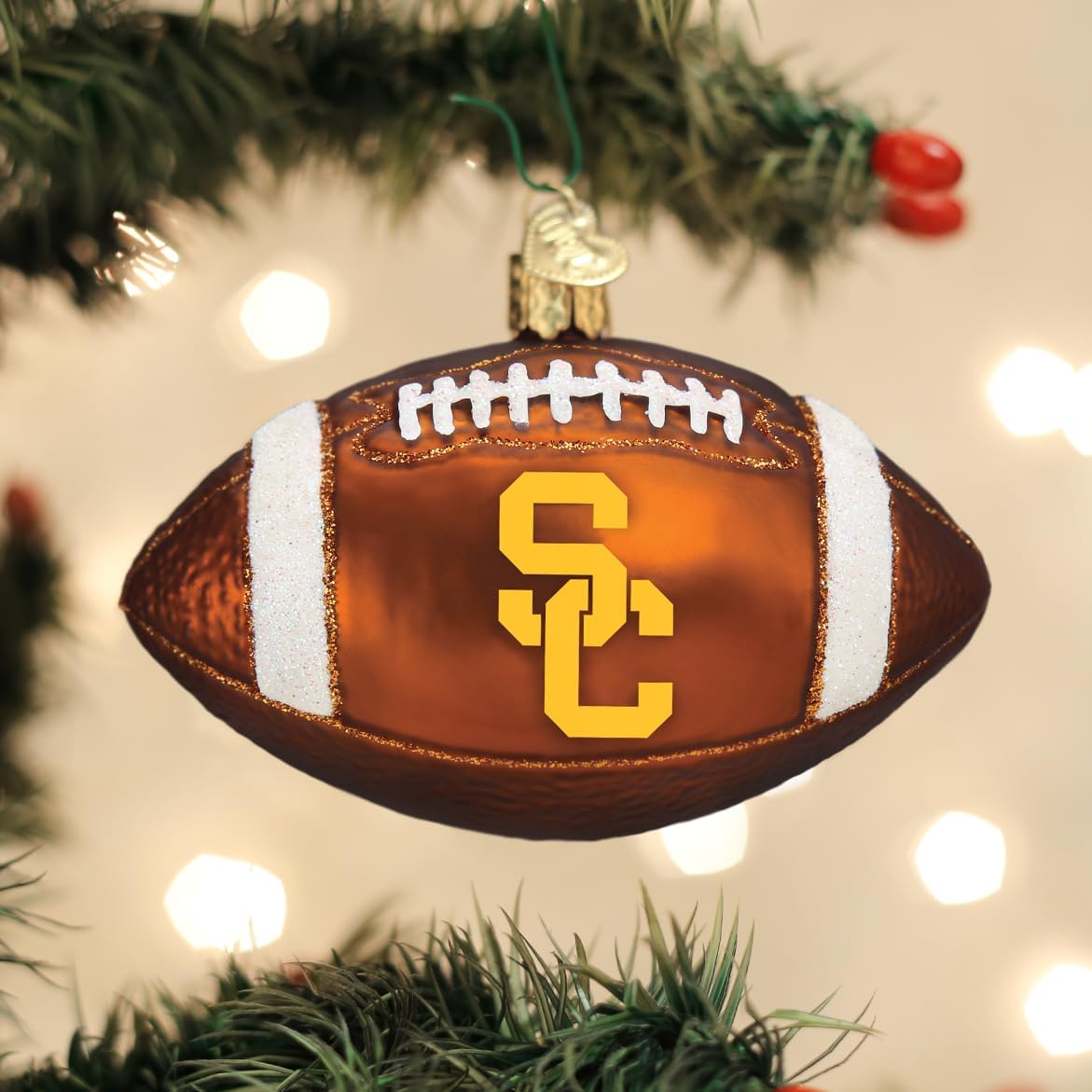 Old World Christmas USC Football Glass Blown Ornament for Christmas Tree