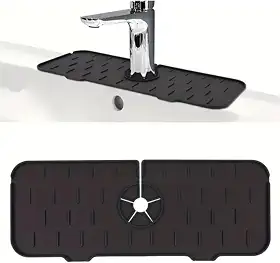 Tapete de Silicone para Pia com Drenagem – Protetor de Respingo, Organizador de Torneira, Suporte para Esponja e Sabão – Antiderrapante e Fácil de Limpar
